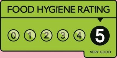 Food hygiene rating chart showing a score of 5, indicating very good hygiene.