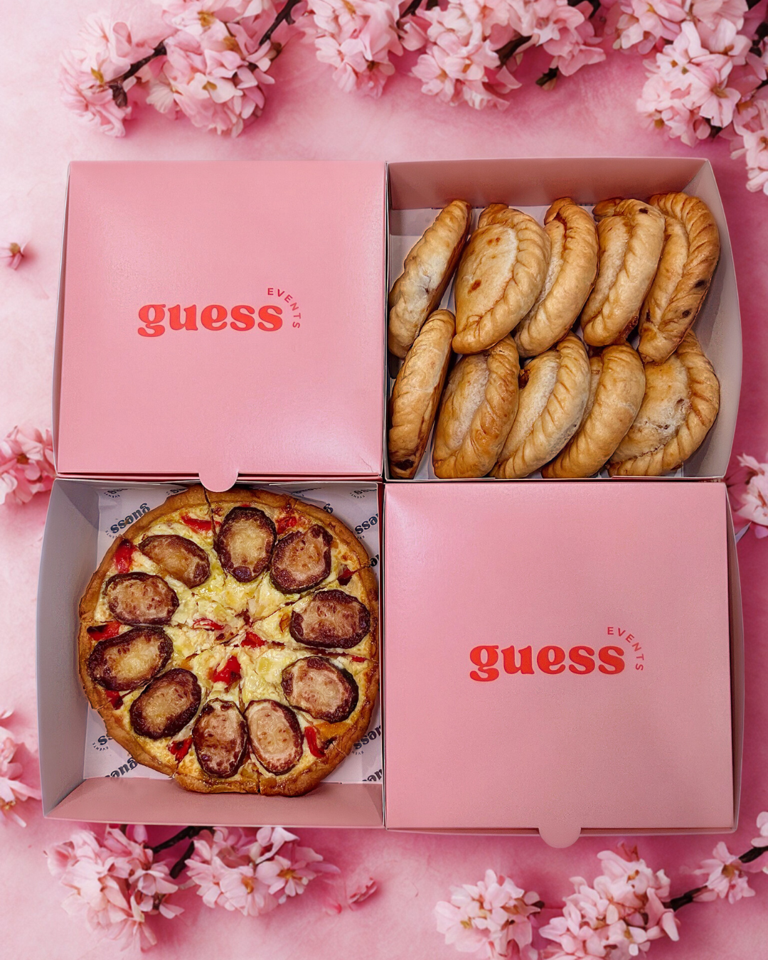 The Guess Events Jam packed afternoon tea hamper with pork pies, scotch eggs, salads, breads, meats and cheeses and Eton mess for dessert. A luxury British picnic hamper for weddings and events across North Devon, Devon and Cornwall.