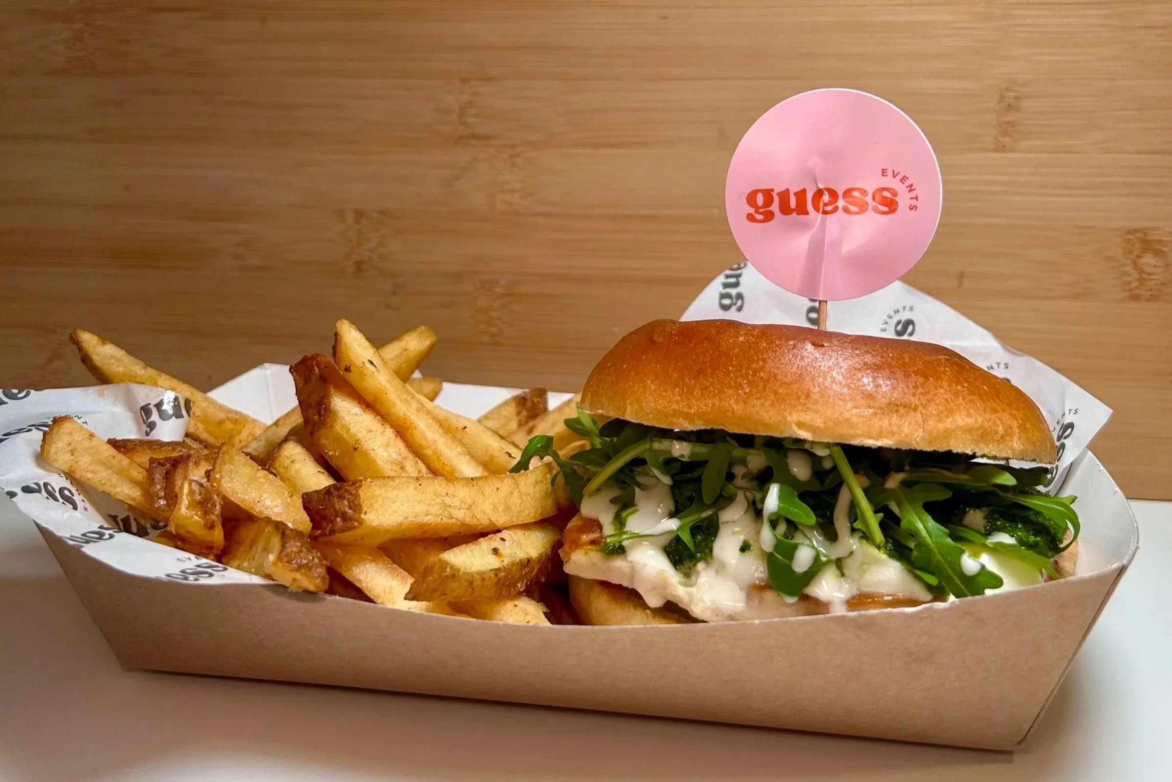 French fries and a sandwich with our own freshly baked bread.