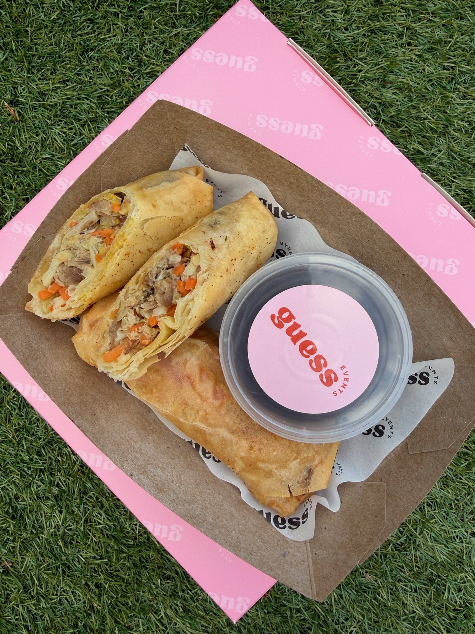 Guess Events exclusive confit duck spring rolls, unique evening food for weddings, corporate events, private parties and festivals in Devon and the South West UK