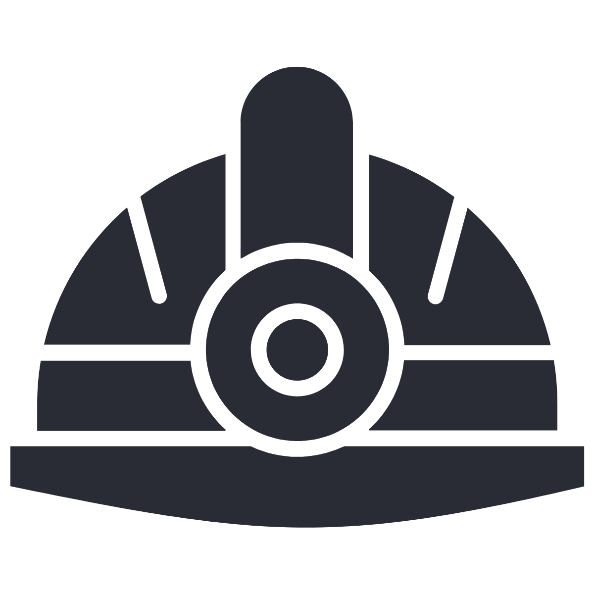 Icon of a black and gray circular saw blade or cutter.