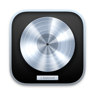Icon of a silver turntable or record player on a black background with a rounded square border