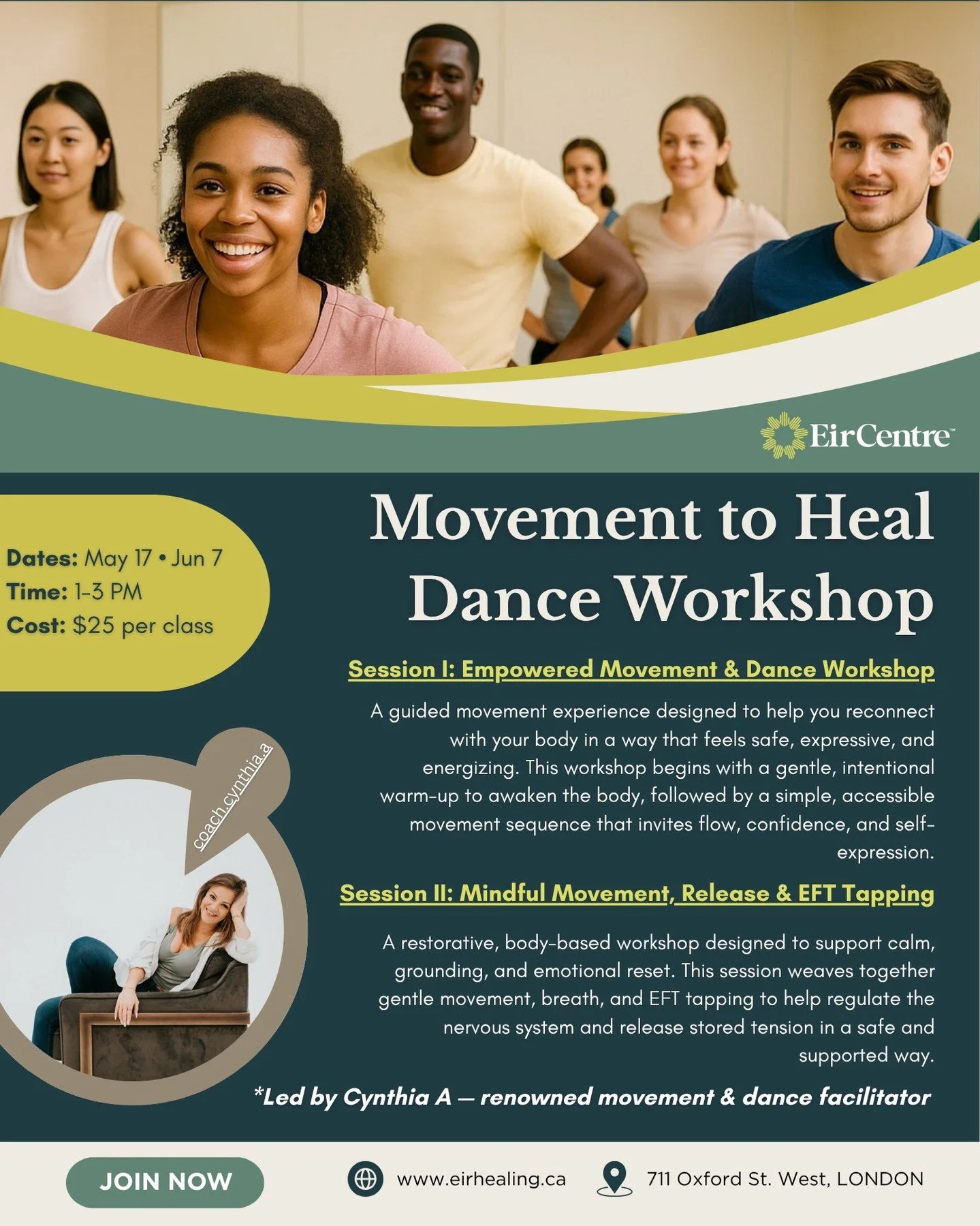 Through music, rhythm, and mindful movement, participants will explore how the body can process stress, restore balance, and cultivate a deeper sense of connection within themselves and with others.

Led by Cynthia A, a trauma-informed life and embod