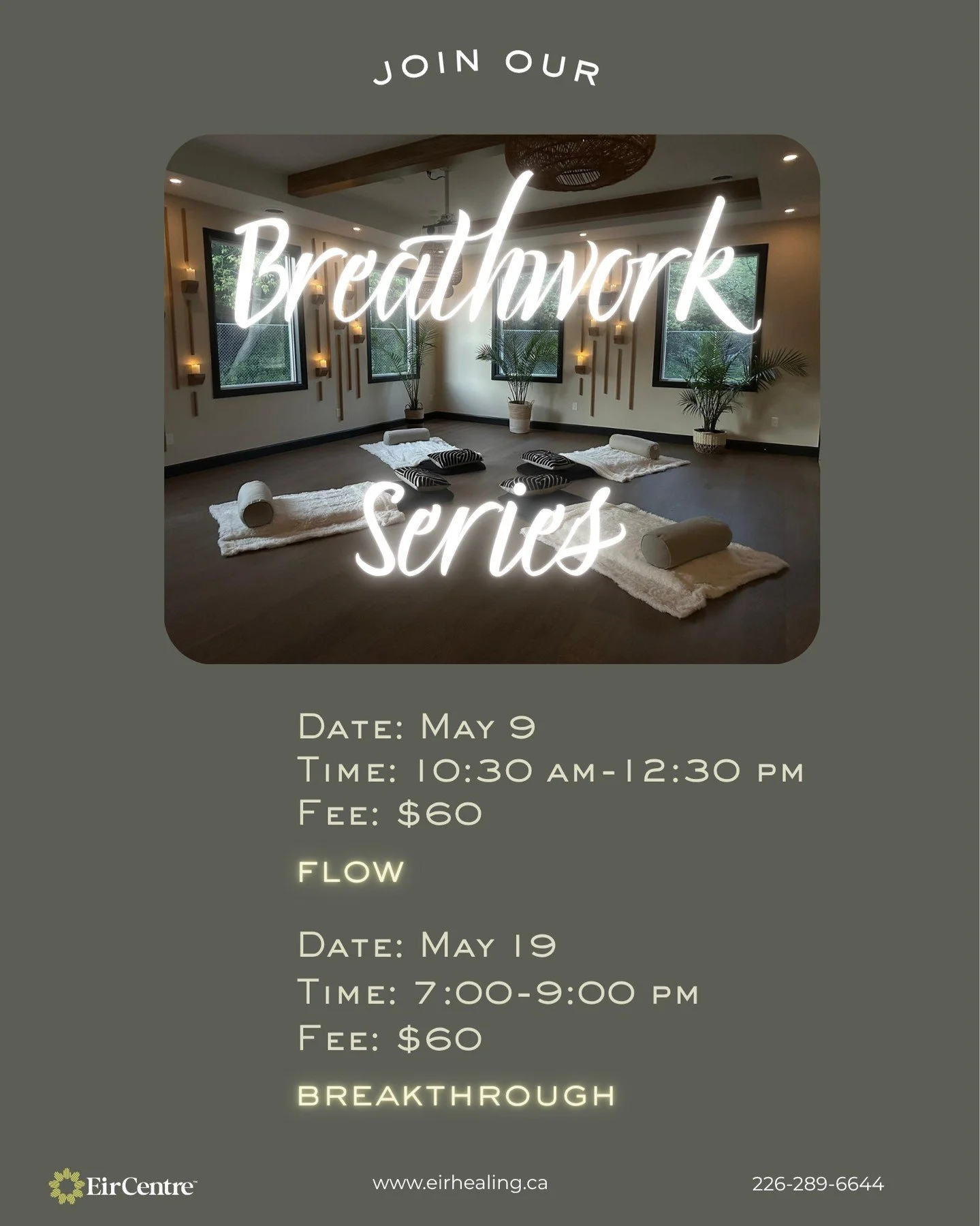 Join us this Saturday at Eir Centre

This slower, softer style of breathwork is designed to gently guide the body into a parasympathetic state &mdash; the part of the nervous system connected to rest, digestion, repair, and feeling safe in your body.