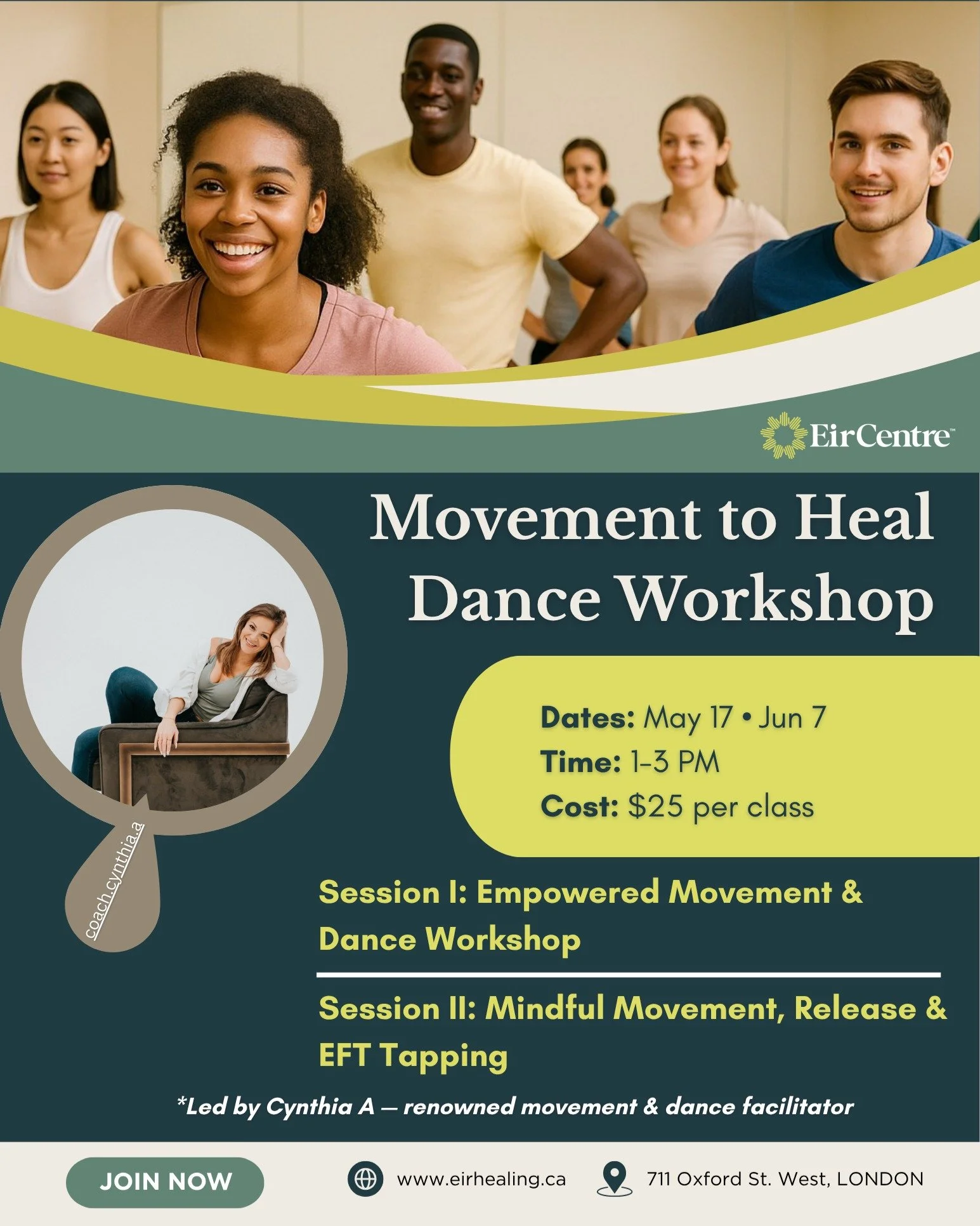 Move, connect, and express yourself with us this Sunday at Eir Centre for an uplifting dance workshop designed to inspire joy, presence, and community ❤️