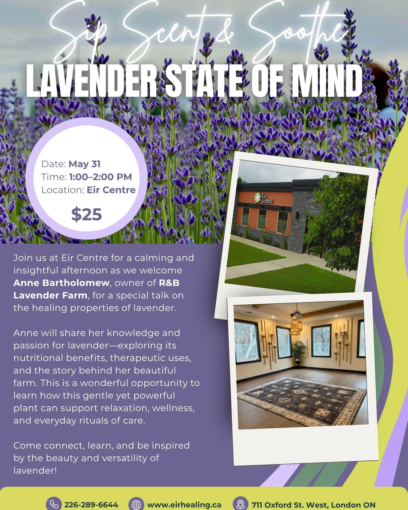 Join us on Sunday, May 31 at 1 PM for our Sip, Scent &amp; Soothe event&mdash; a calming afternoon exploring the healing benefits of lavender through conversation, connection, and sensory experience💜