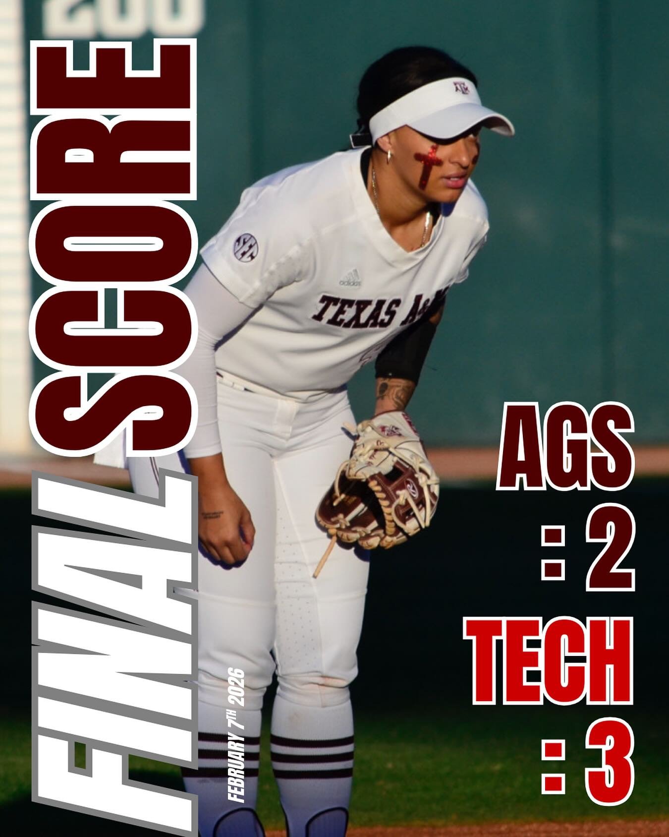 Ags fall to the Raiders in the final inning with a score of 3-2.
