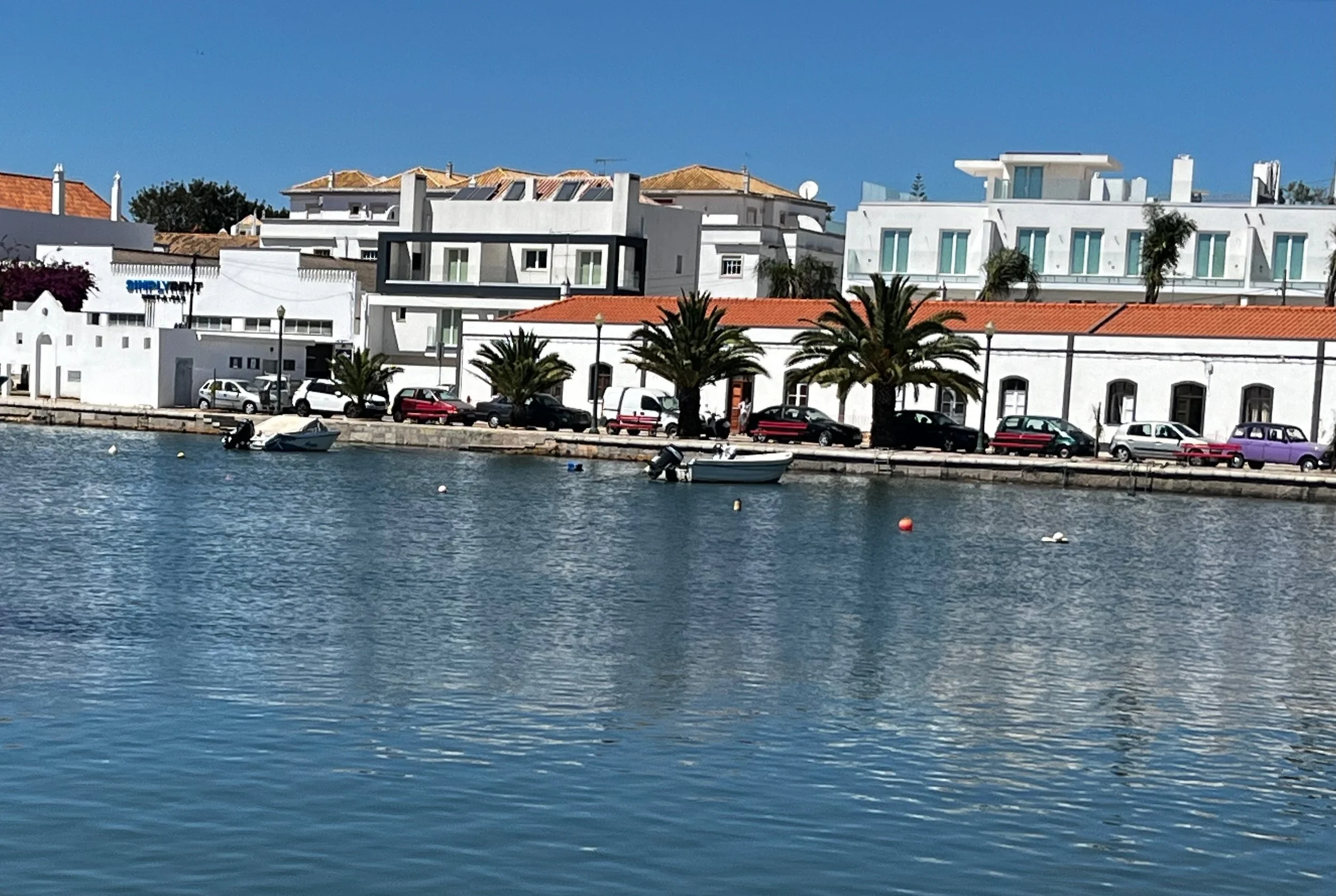 Scene of Tavira Portugal from bridge.