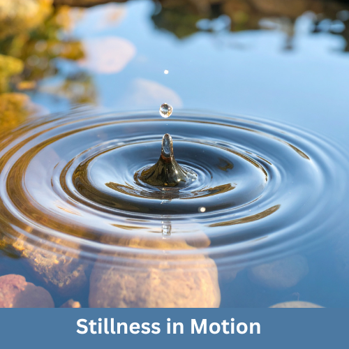 Close-up of a water droplet hitting the surface of a calm body of water, creating ripples.