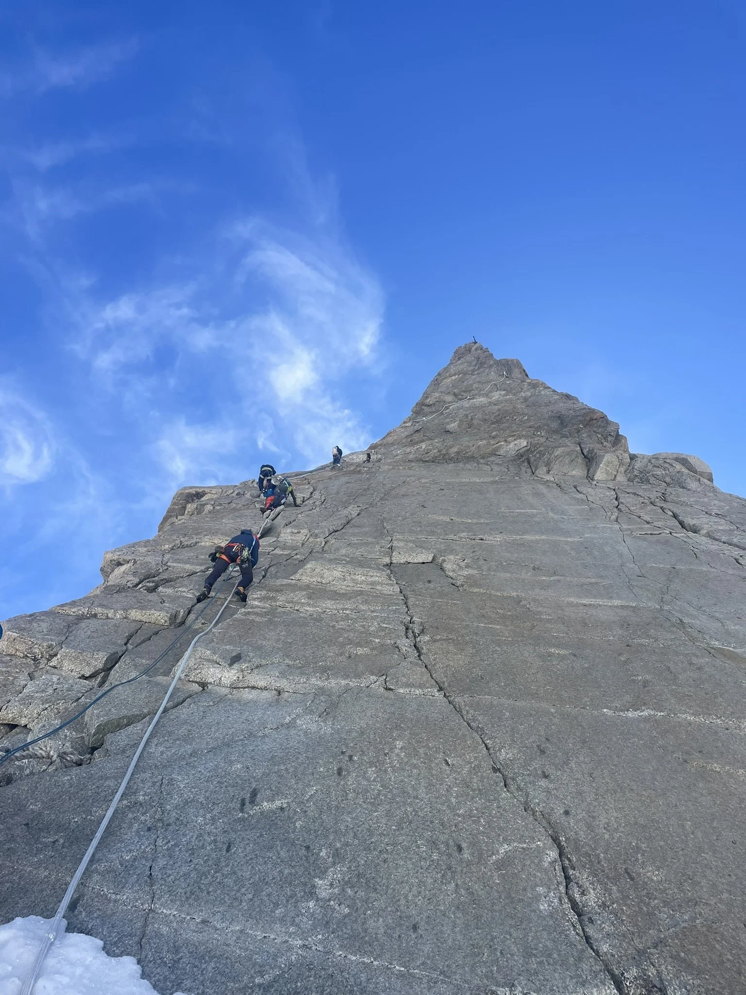 Climbers attacking the Dent du Geant