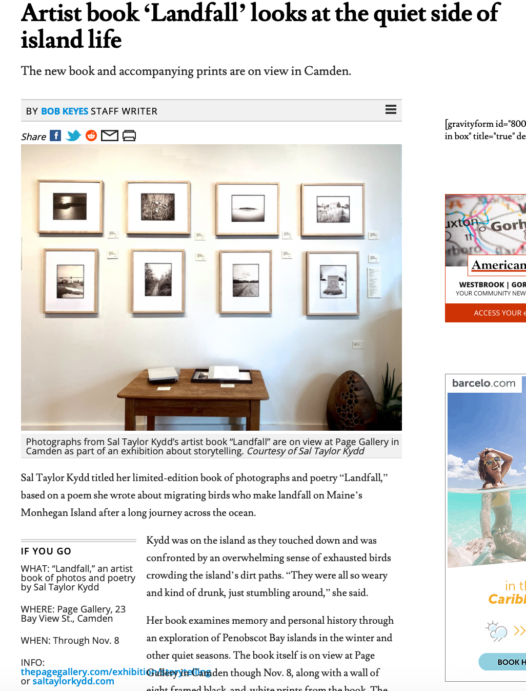 Landfall Review in Portland Press Herald