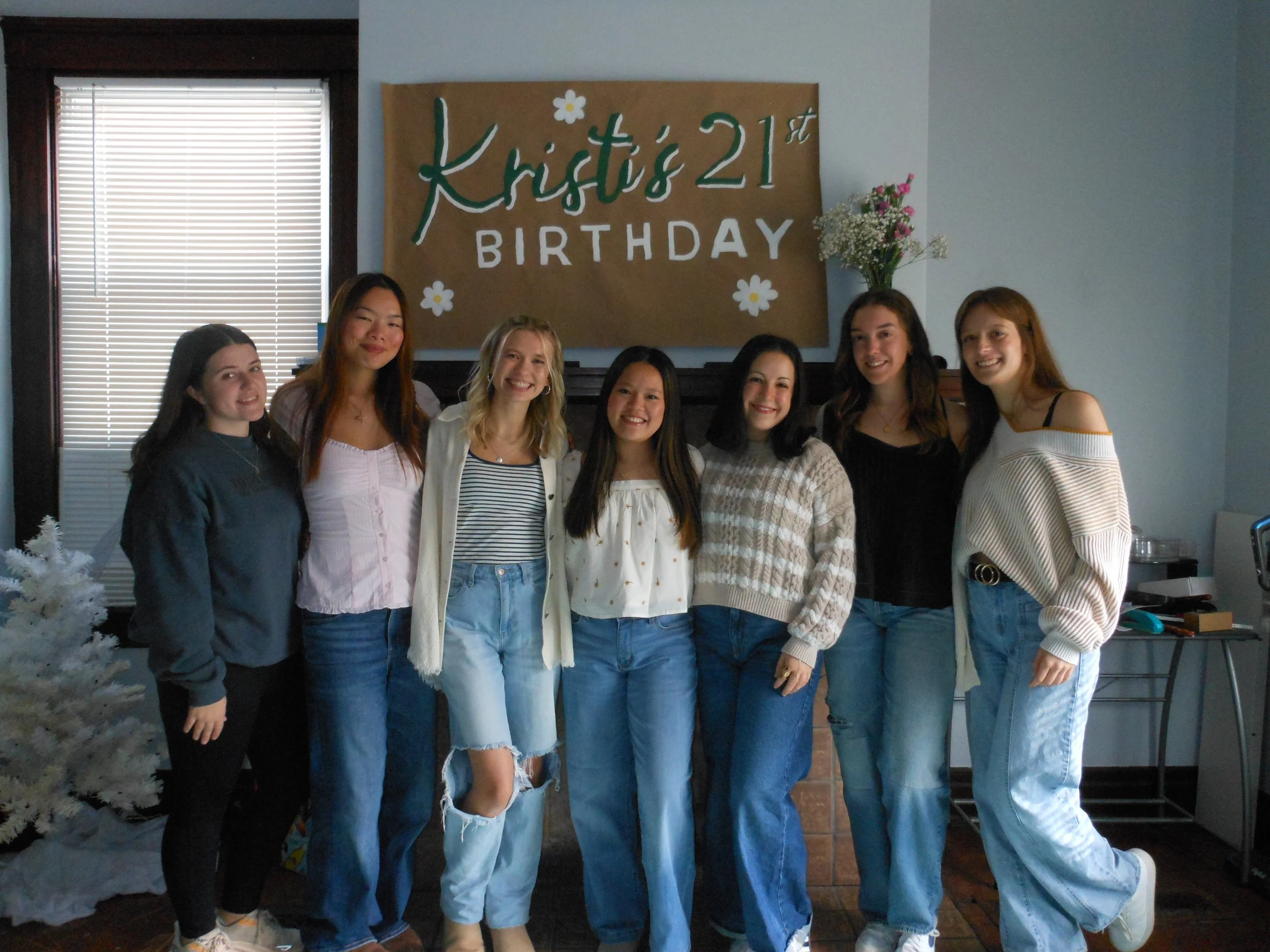 Birthday Banner (Green & White With Flowers) Image 1.jpg