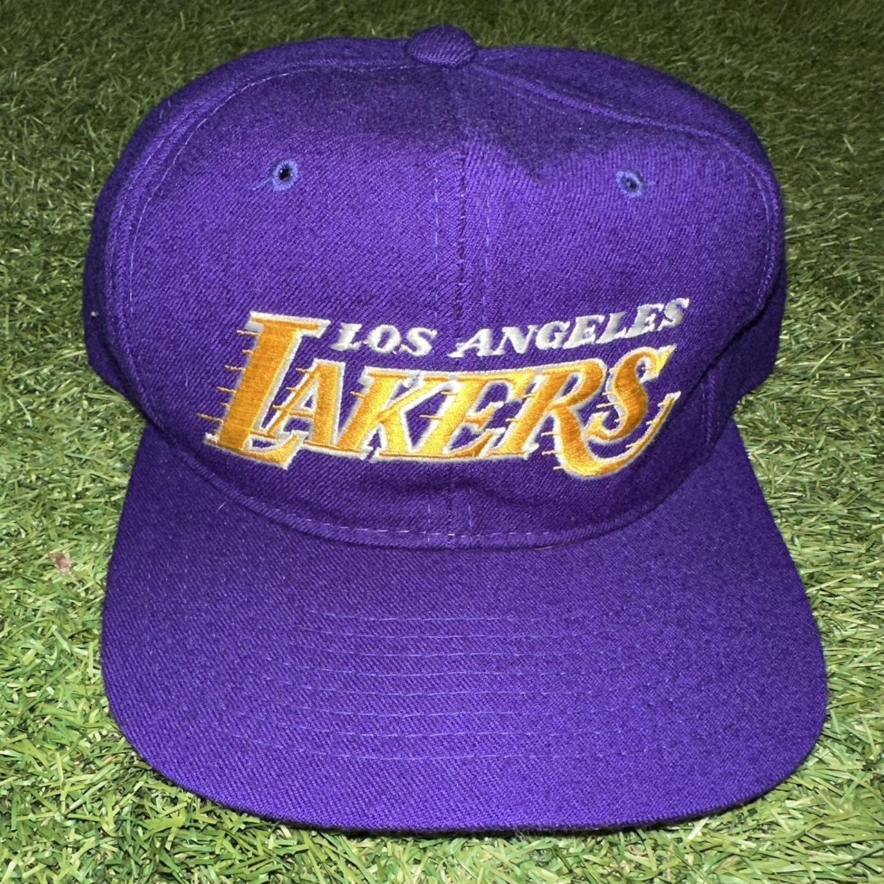 1980S MOTION LOGO LOS ANGELES LAKERS PURPLE AND YELLOW SNAPBACK HAT