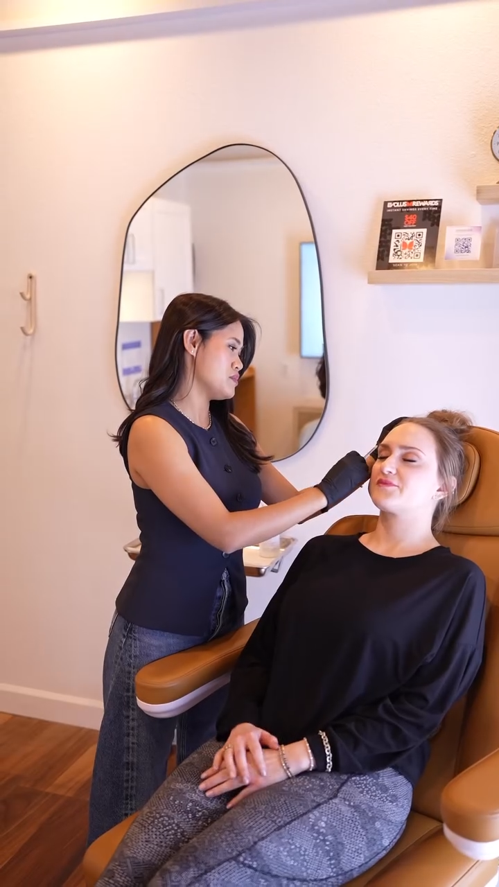 Gail Torres, owner of Anyo Aesthetics med spa in Scottsdale, AZ, in the middle of an aesthetics treatment.