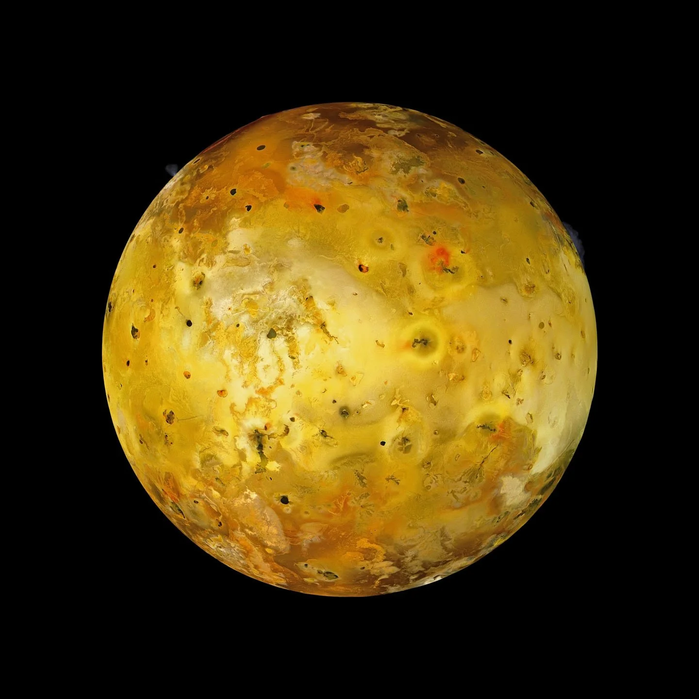 VOLCANIC IO WITH TWO ERUPTIONS VISIBLE