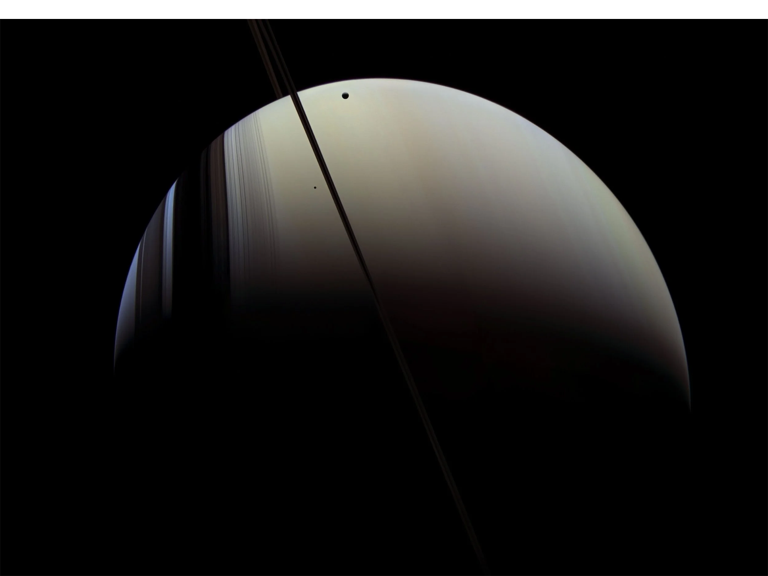 SATURN, MIMAS AND TETHYS
