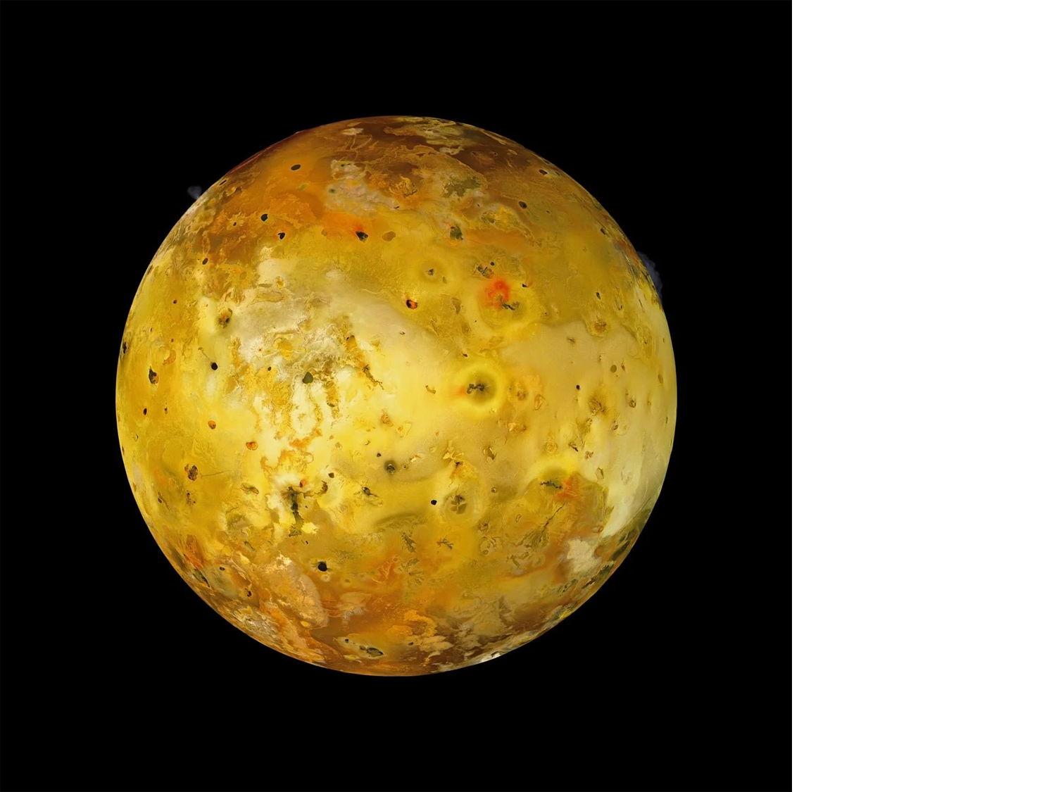 VOLCANIC IO WITH TWO ERUPTIONS VISIBLE