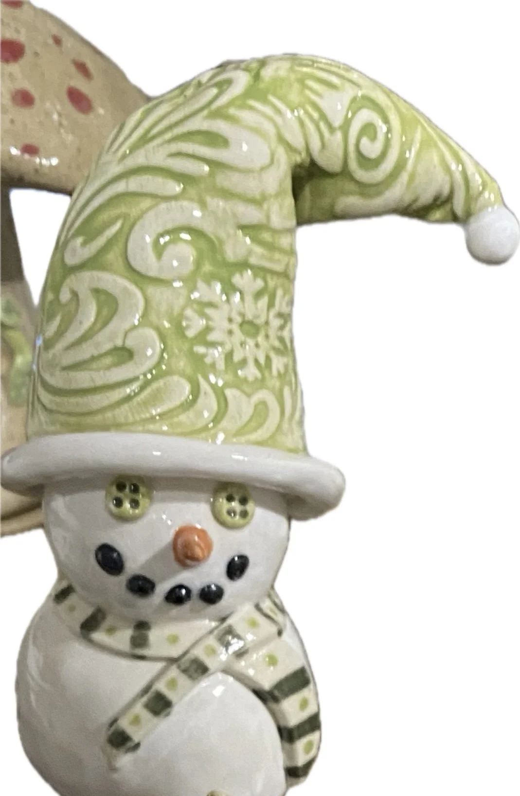 Little snowman with Big green hat figurine