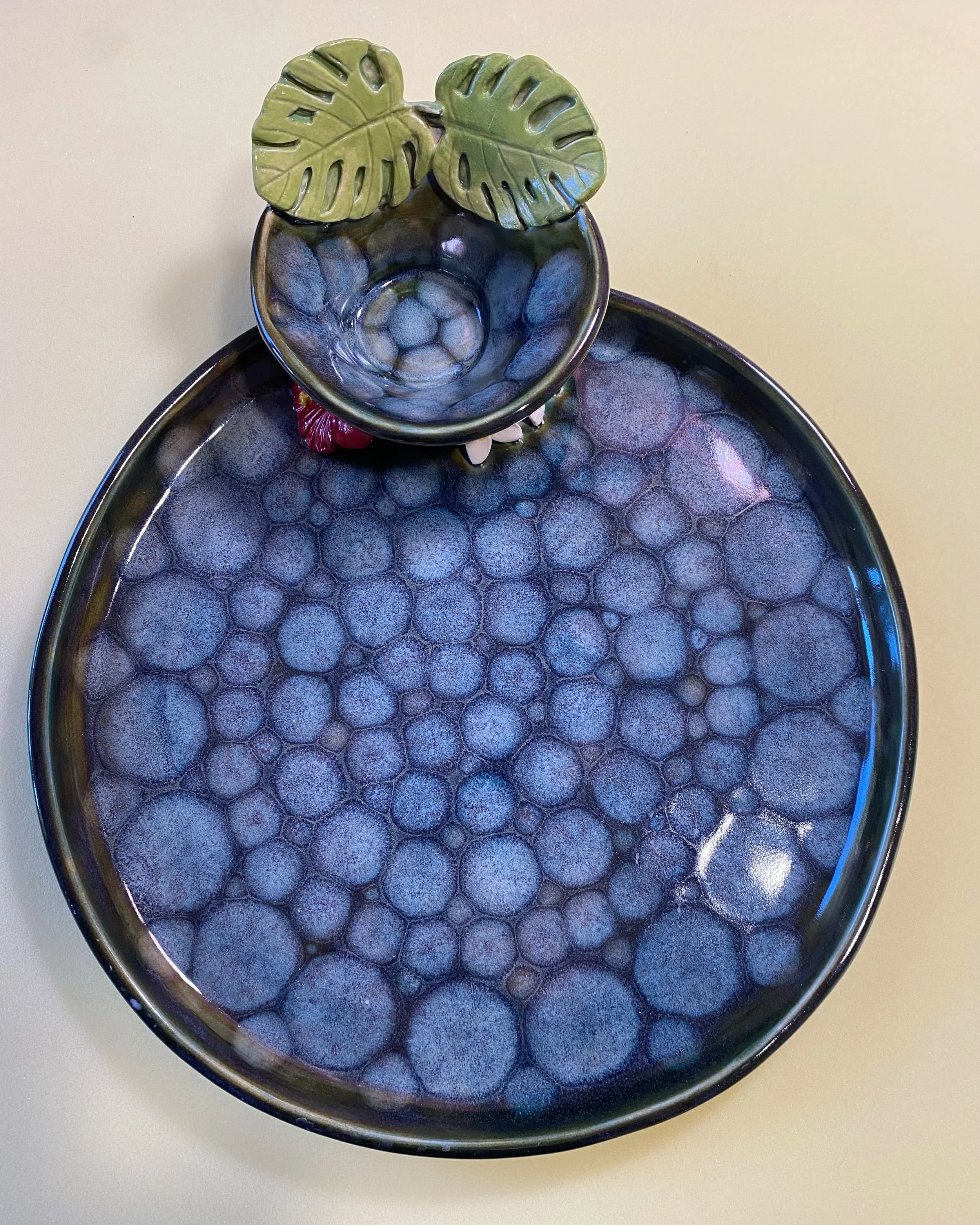 Frozen pond dip platter blue 10 inches