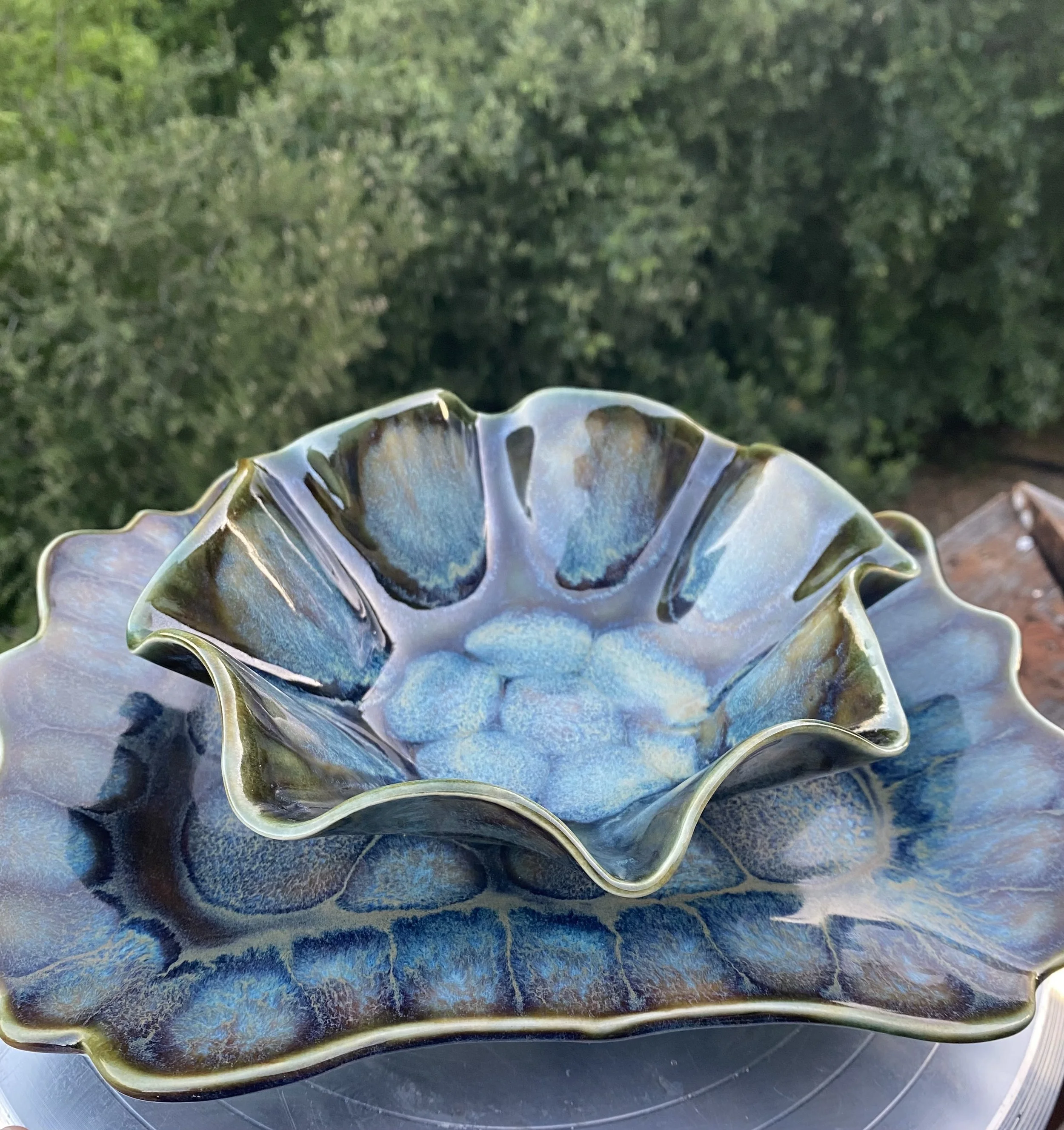 Sold out- Swirly dish and matching swirly bowl