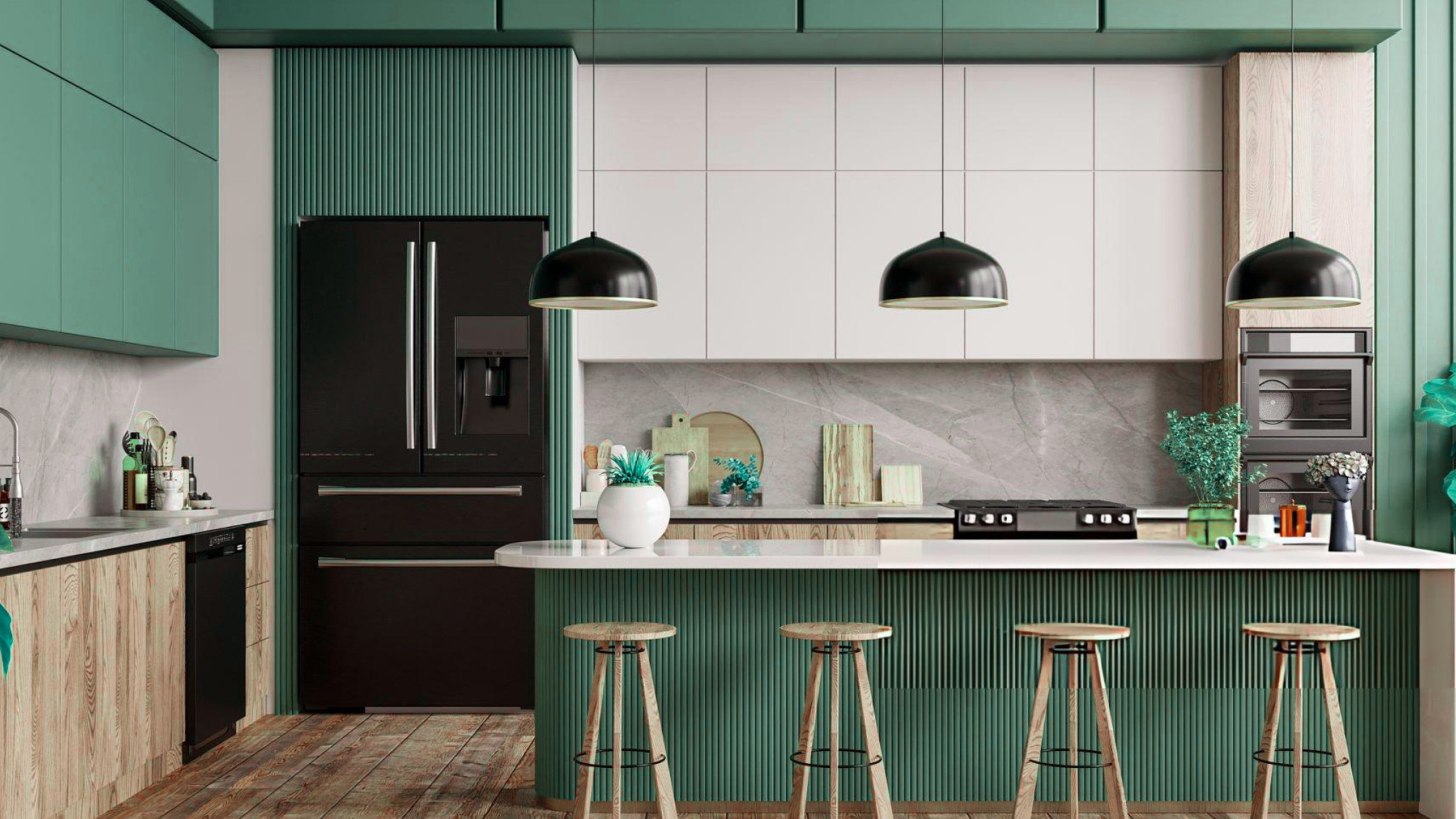 Contemporary kitchen with sleek cabinetry, a spacious island, and modern finishes, showcasing the move-in-ready homes Utah buyers may have greater negotiating power to purchase this July.