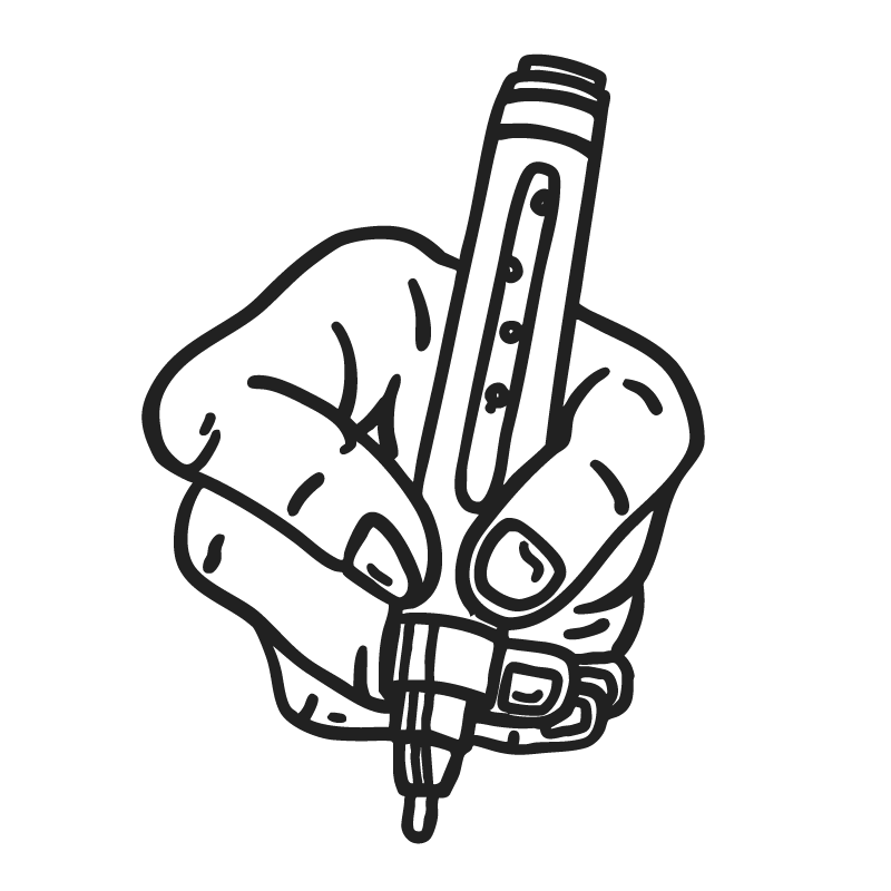 Hand holding marker icon representing illustration and custom artwork