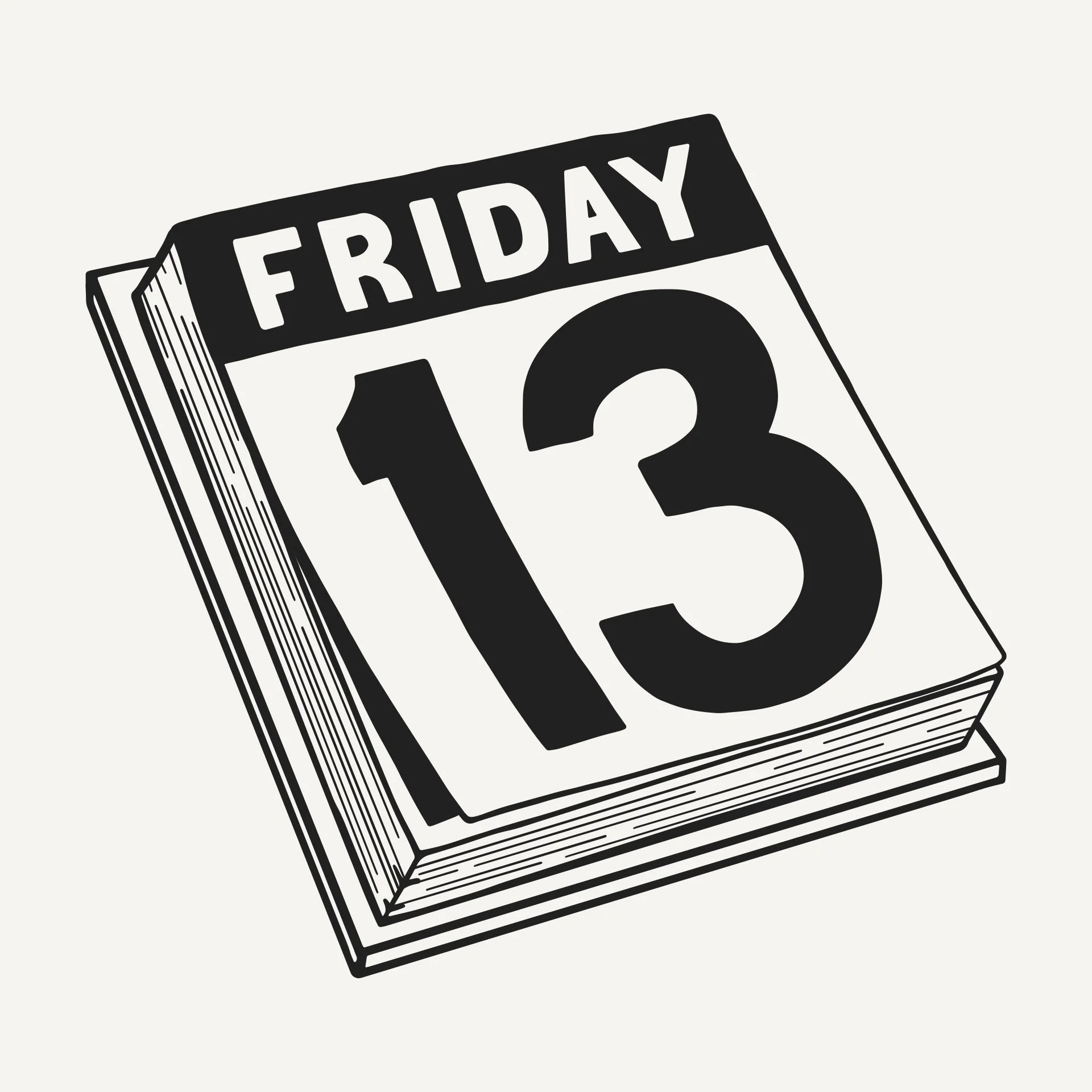 Calendar page showing Friday the 13th illustration