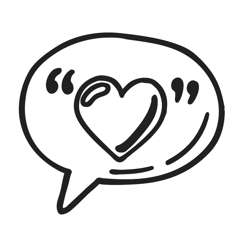 Speech bubble with heart icon representing collaborative leadership