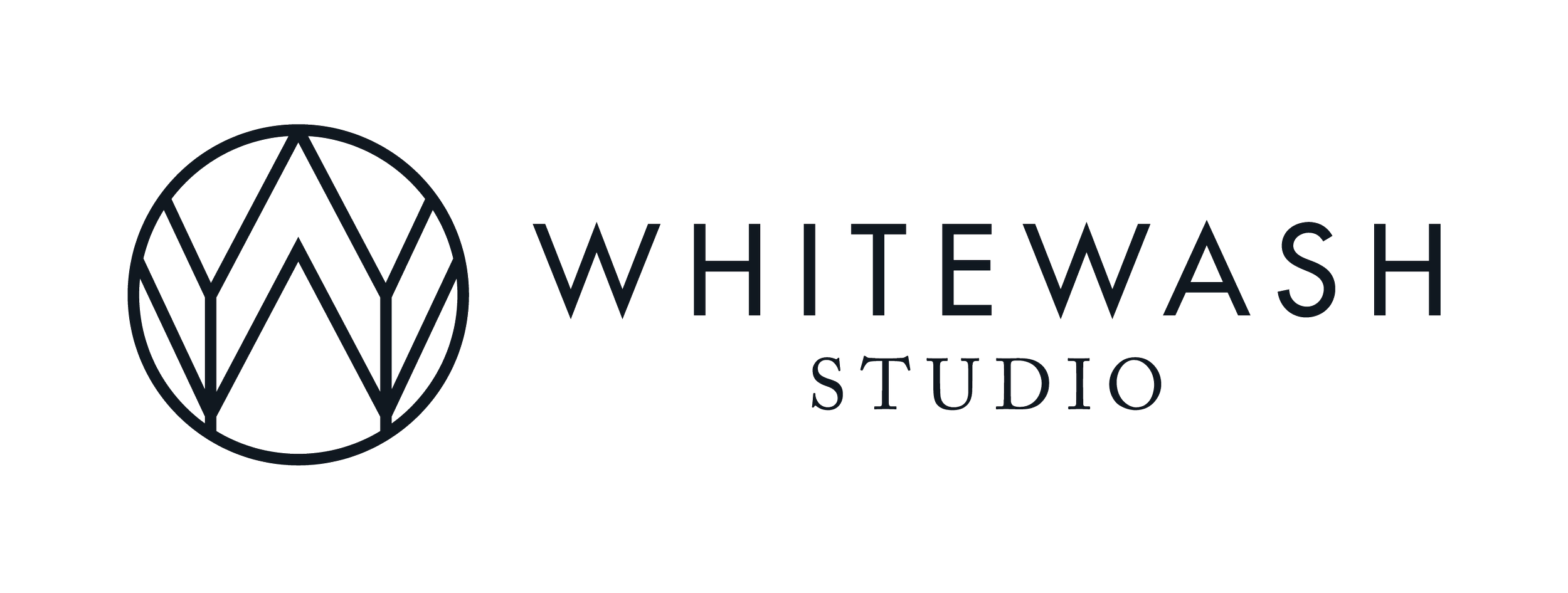 Whitewash Studio horizontal logo lockup with geometric fence pattern mark and wordmark