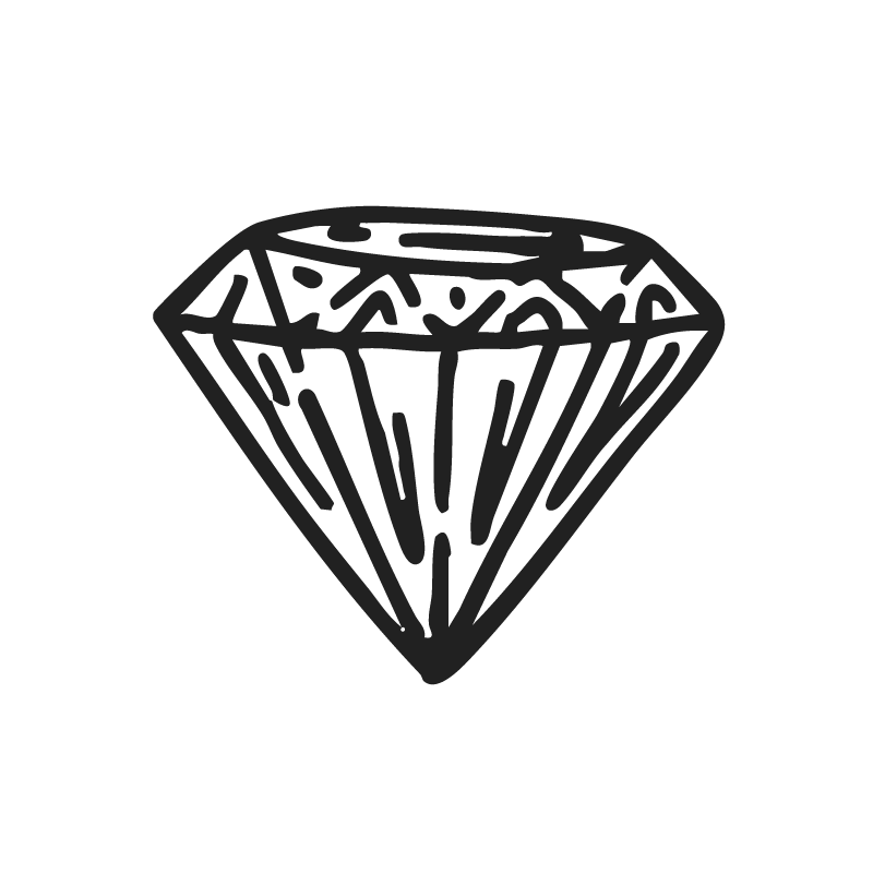 Diamond icon representing quality over quantity approach