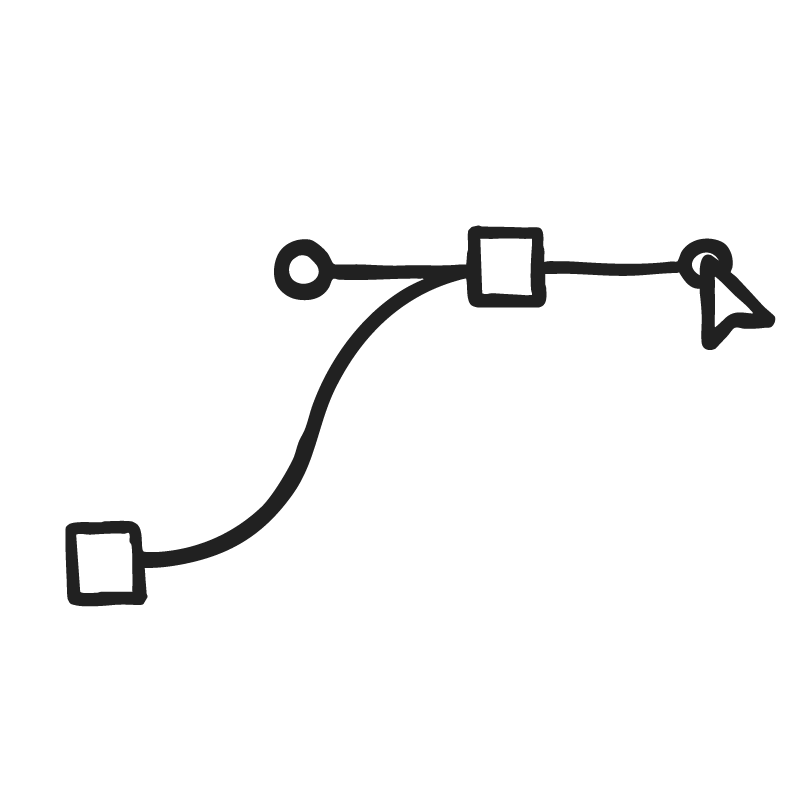 Vector shape with cursor dragging anchor handle icon representing production excellence