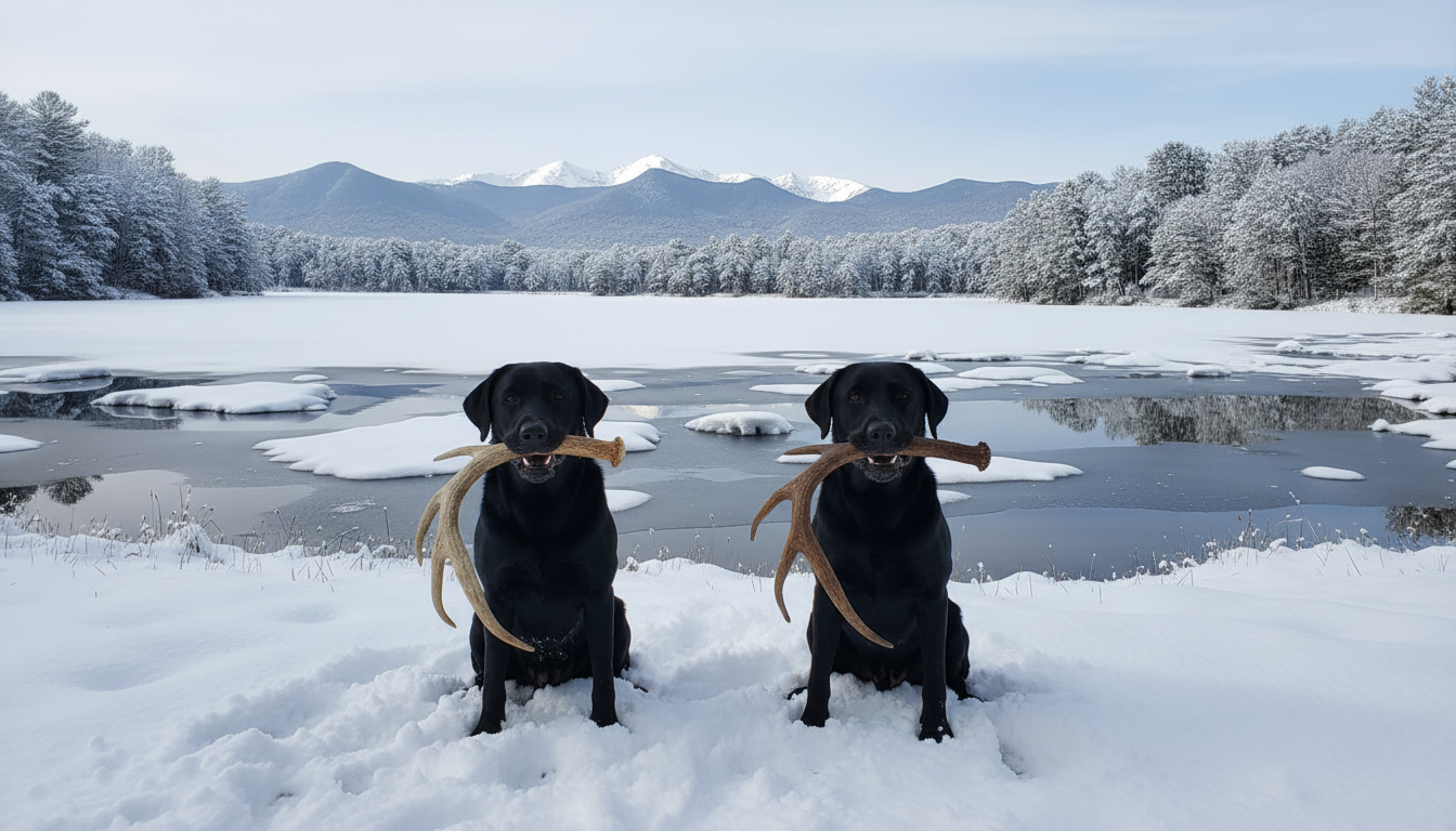 Black Labs with Deer Antler Sheds