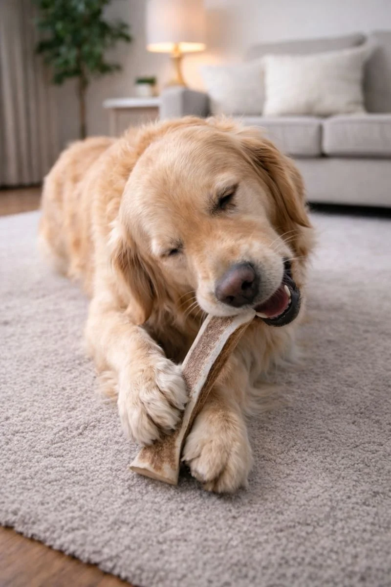 Dog chewing on elk antler.jpeg
