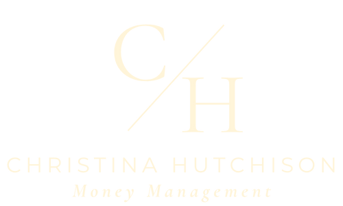 Logo with a diagonal slash between the letters C and H, followed by the name Christina Hutchison and the tagline Money Management.