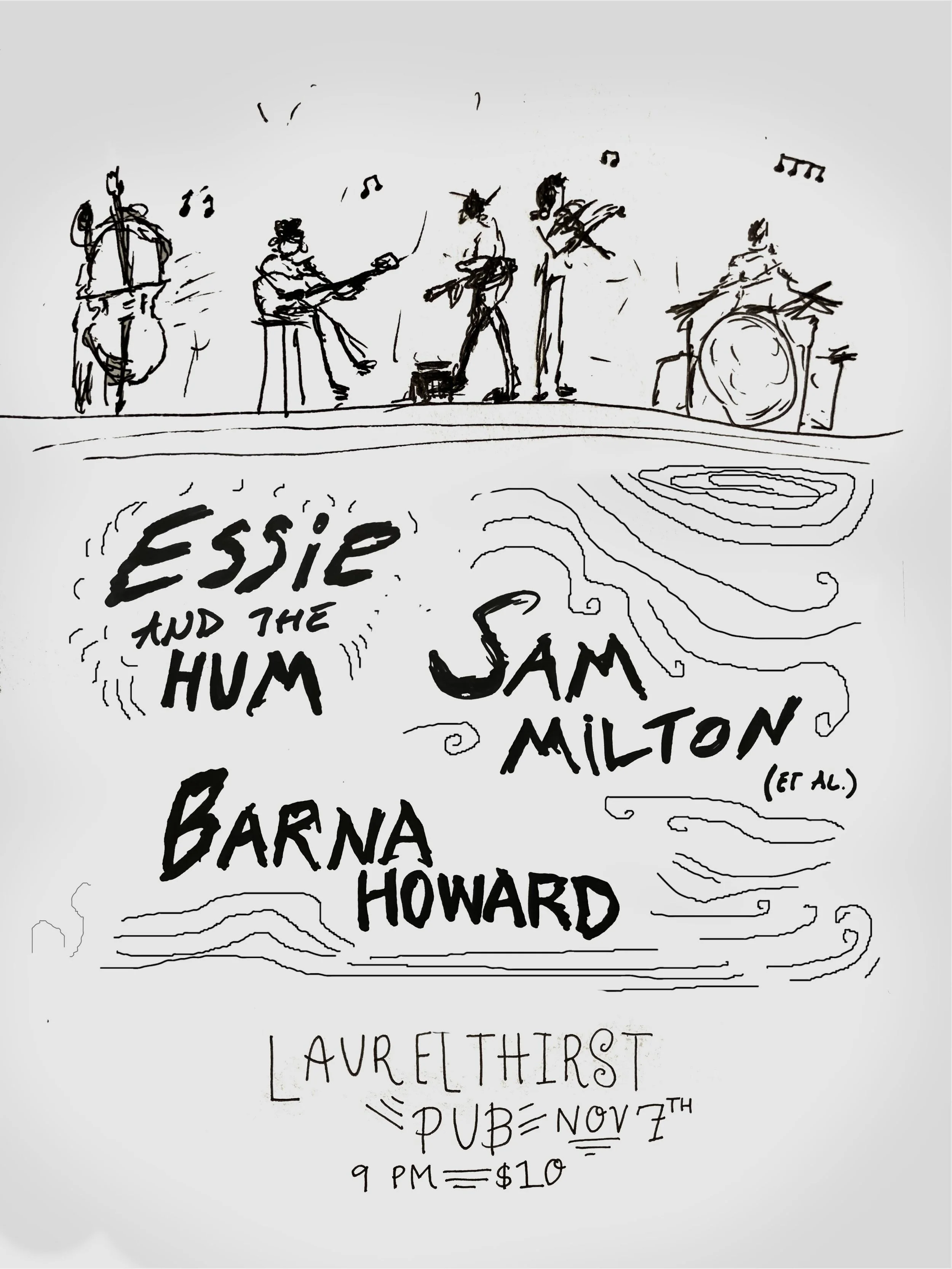 Essie and the Hum, Sam Milton, Barna Howard: Laurelthirst Pub
