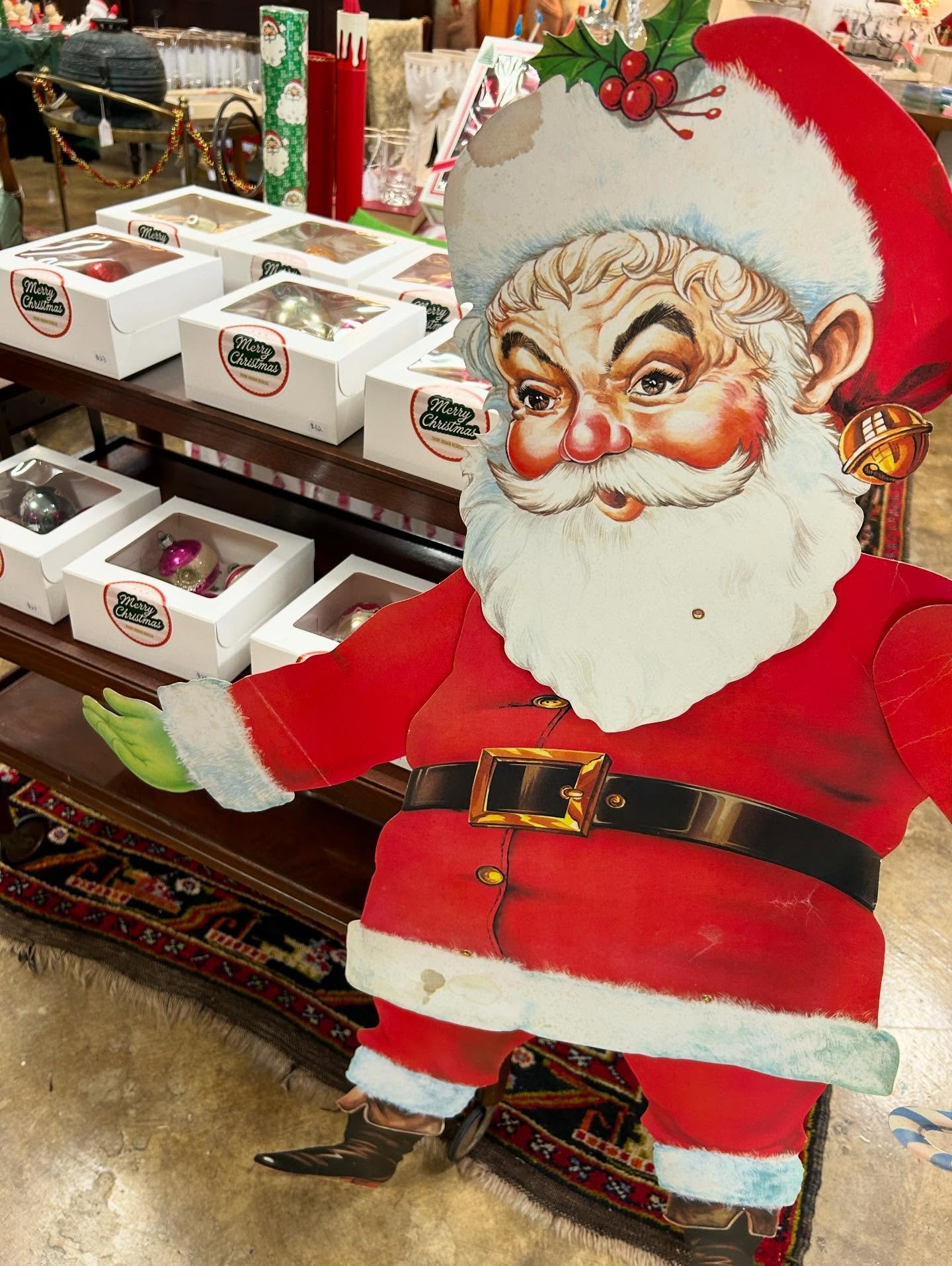 Santa came early to share a few of his favorites at the shop. Plenty of ornaments, barware, stocking stuffers and even a couple trees left. Swipe for his picks 🎅🏼