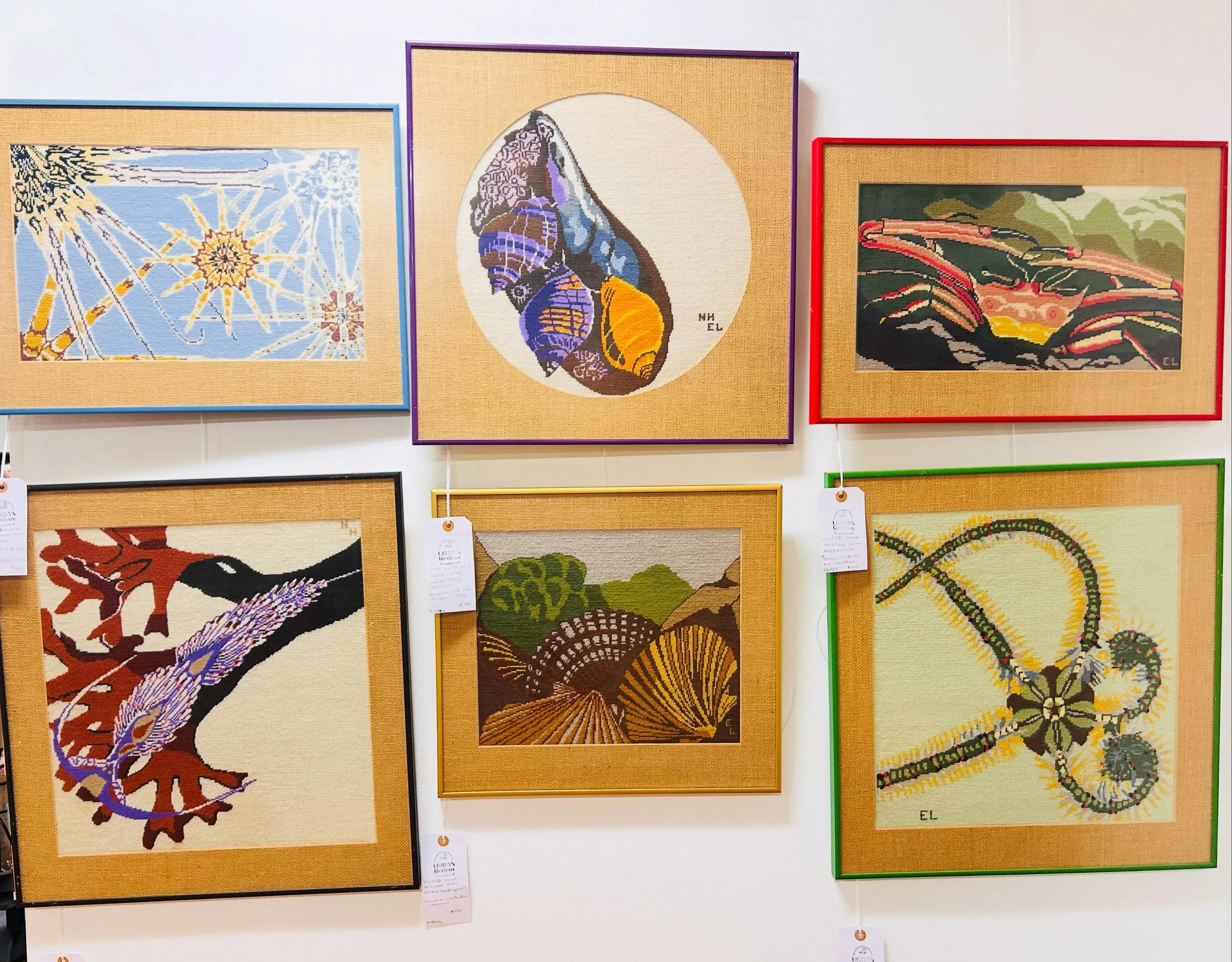 All kinds of fun collection in the shop this summer. Over 25 fabulous needlepoints, many vintage travel pennants, 65 and counting silk scarves and hankies, 50+ men&rsquo;s ties and sweet selection of vintage children&rsquo;s clothing. Come check them