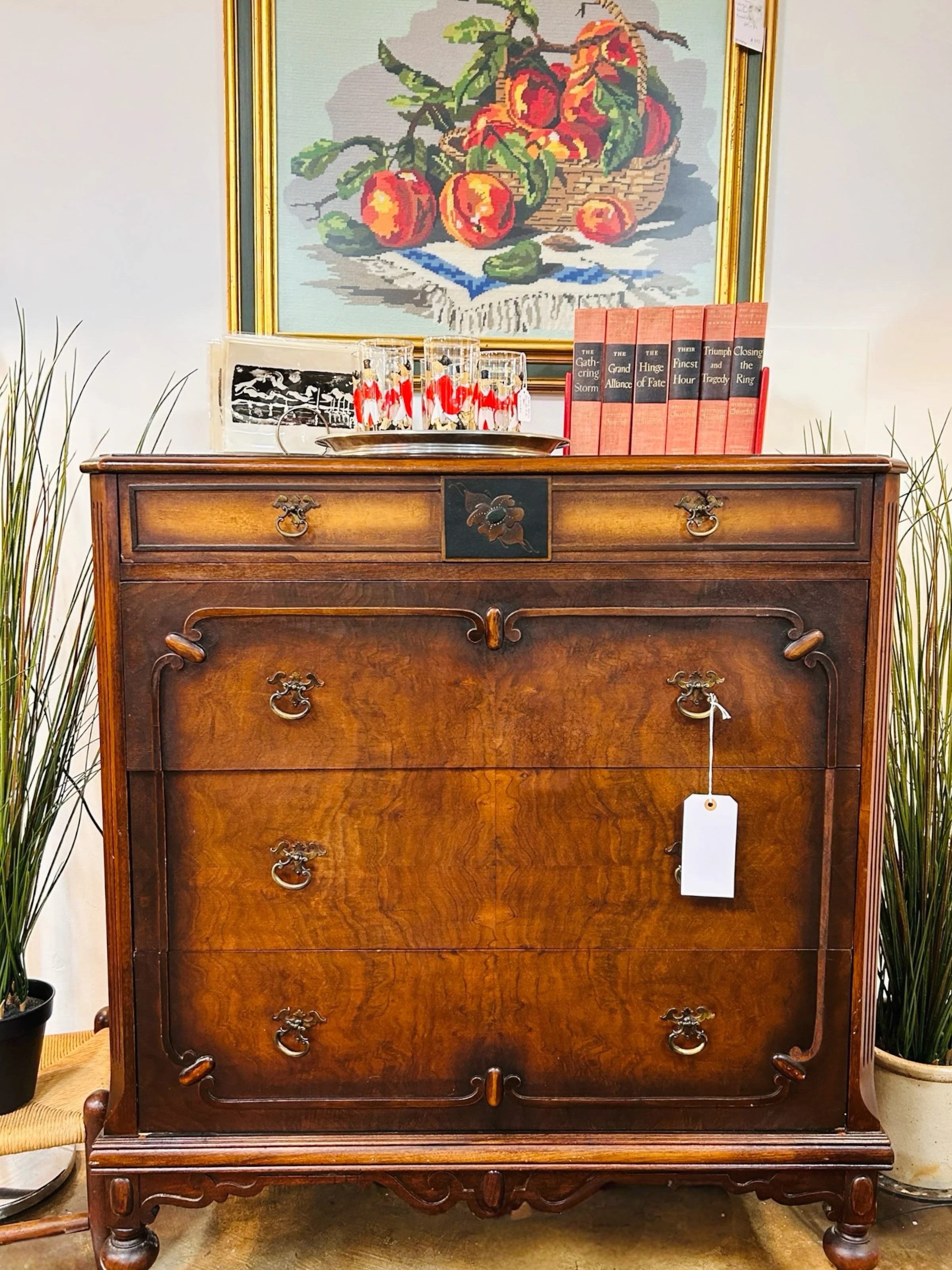 Some pieces stop me in my tracks.

This vintage walnut chest was one of them.

The beautifully figured veneer, carved details, turned legs&hellip; this is the kind of craftsmanship that keeps me hunting estate sales every weekend.

Is it perfect? Nop