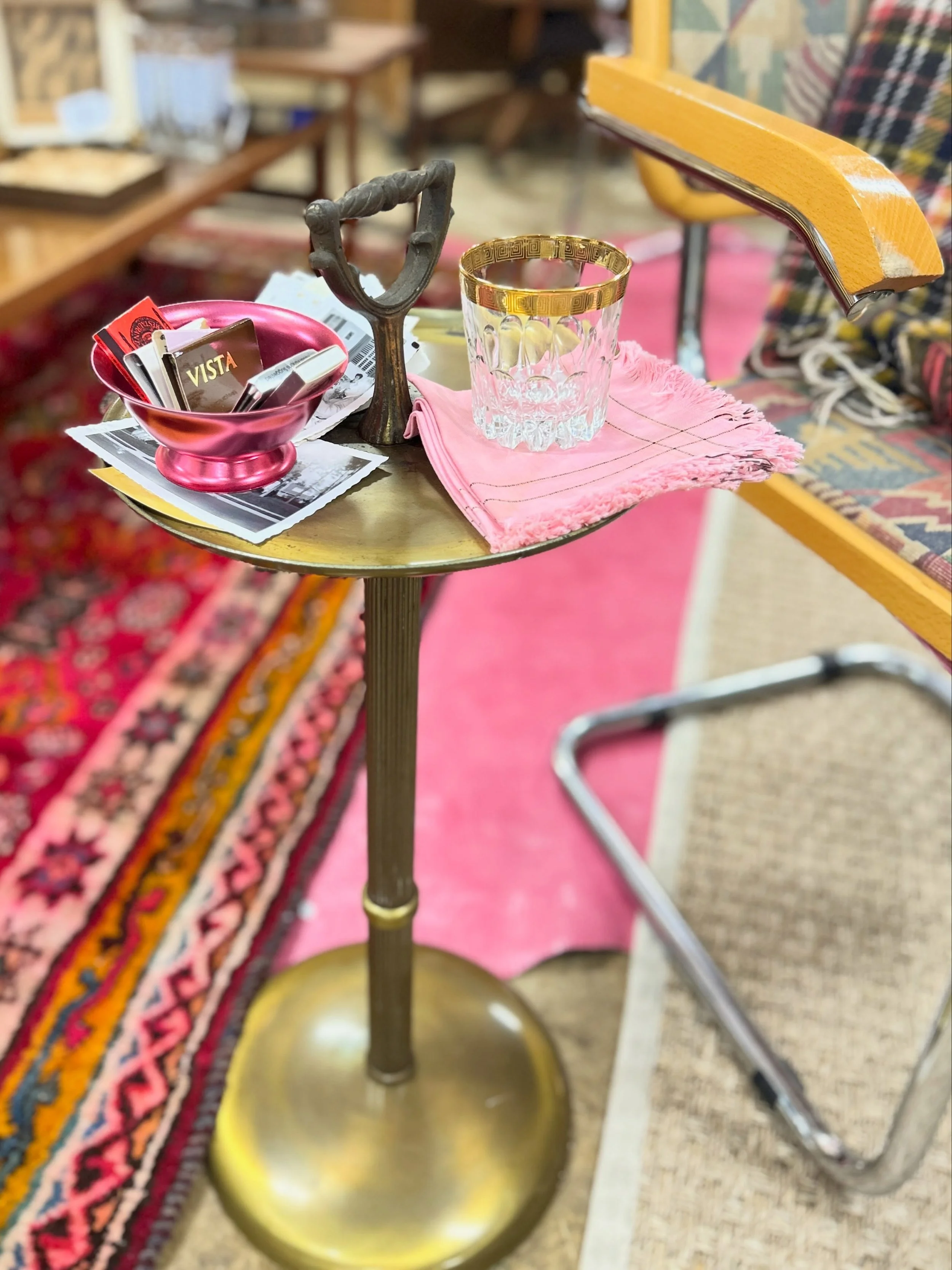 Someone commented that vintage brass pedestal cocktail stand would be great for mahjong and I couldn&rsquo;t agree more! Whether next to your favorite chair or holding you drink while doing the Charleston, we think these portable tables need to make 