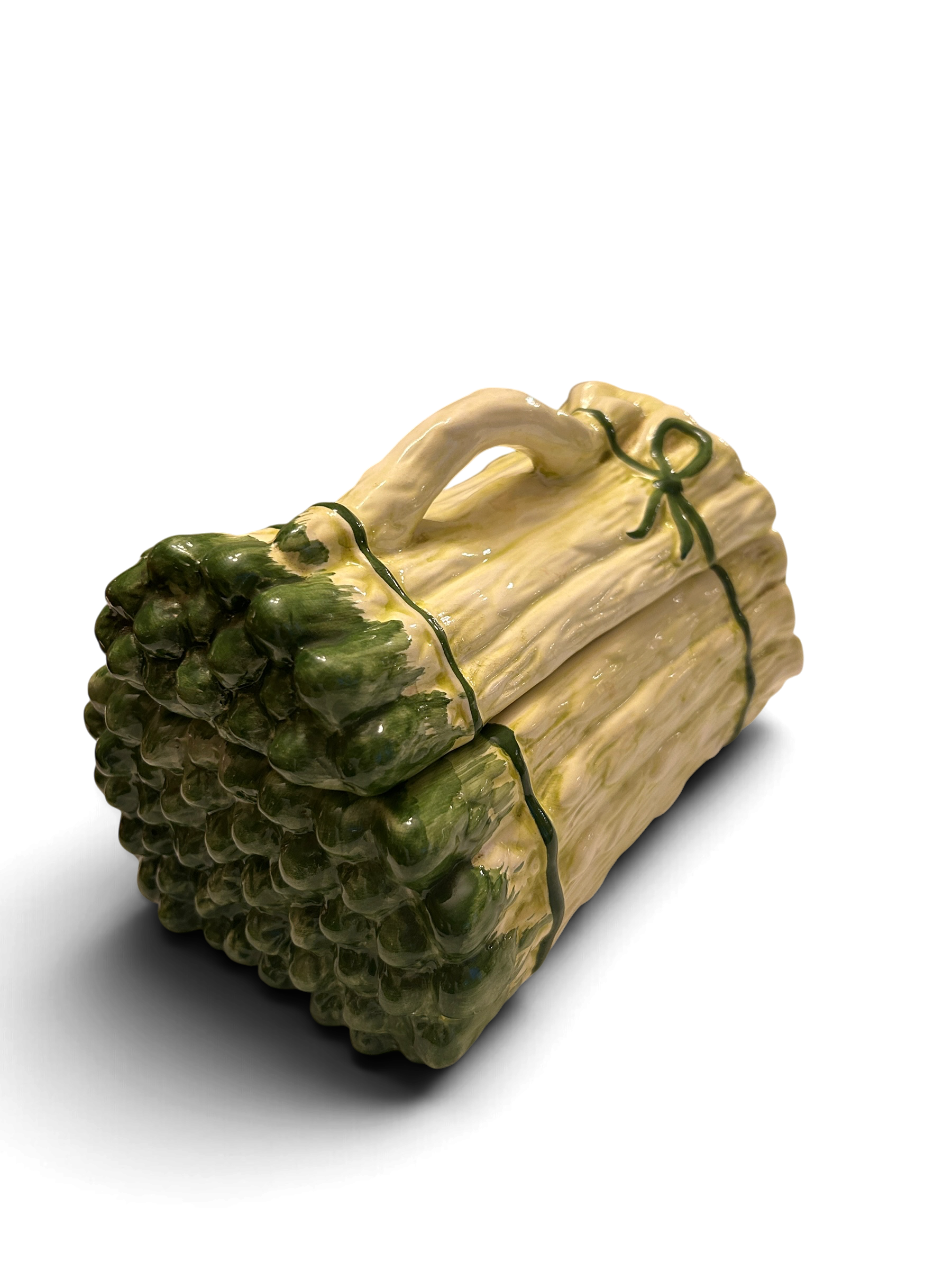 Vintage Portuguese Majolica Asparagus Lidded Serving Dish