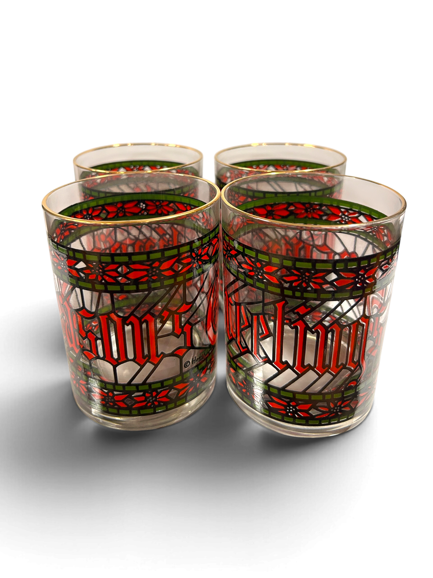 Vintage Season’s Greetings Holiday Glasses | Set of 4