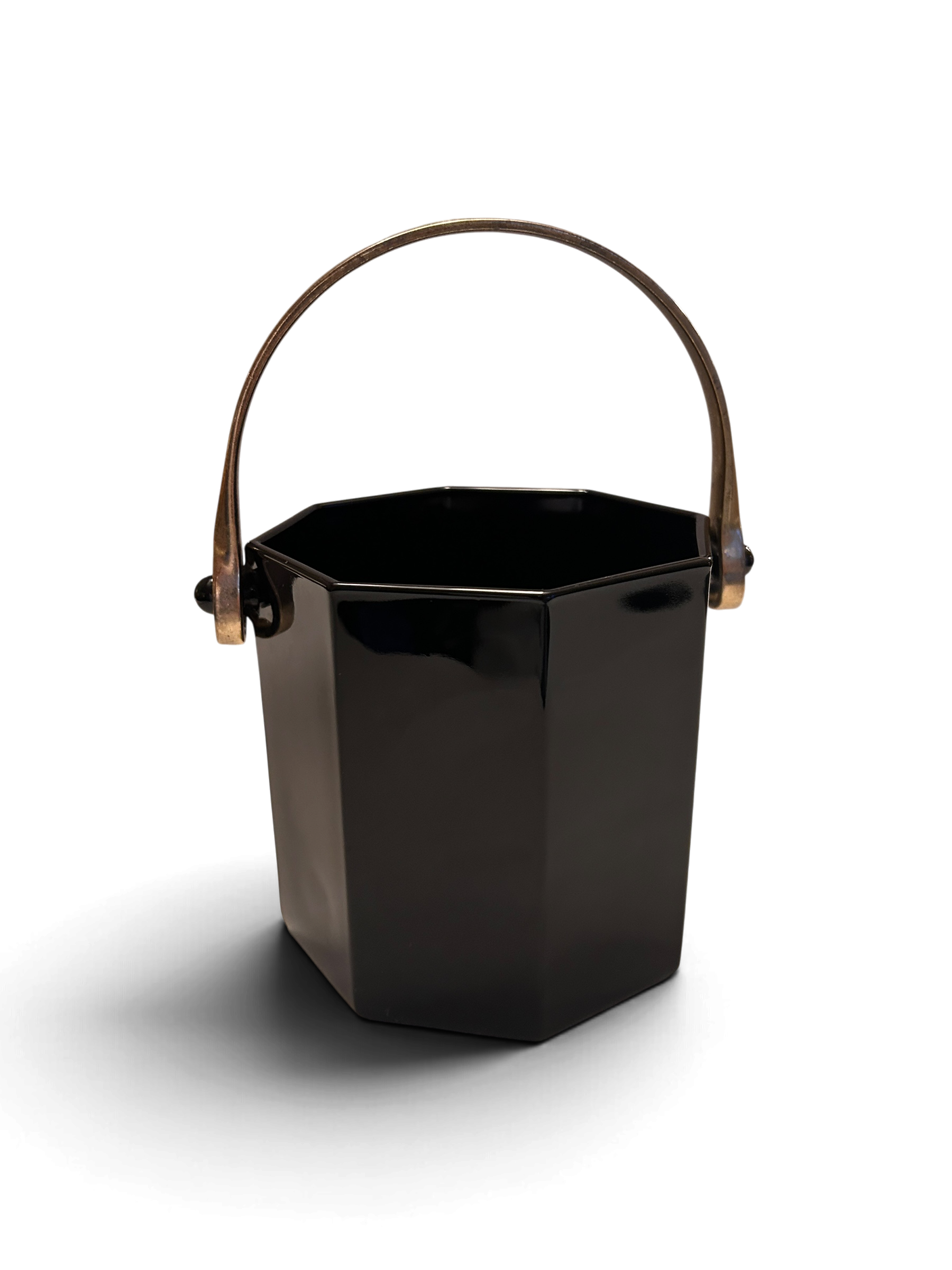 Vintage Luminarc Arcoroc Octime Black Glass Ice Bucket