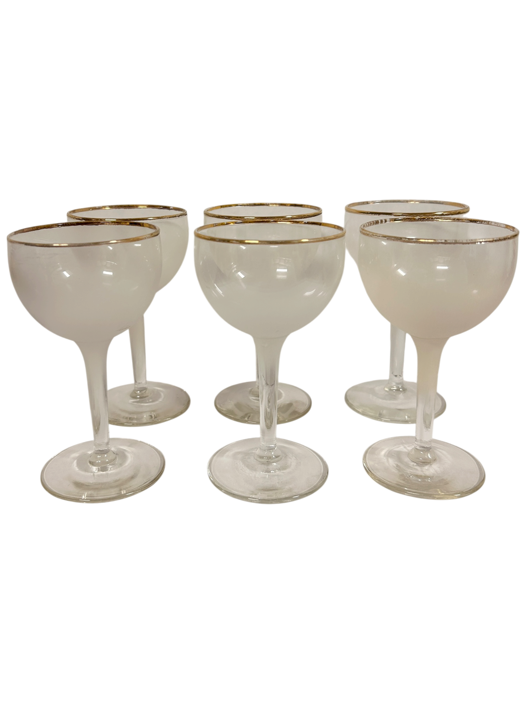 Vintage Frosted Cocktail Glasses with Gold Rim.PNG