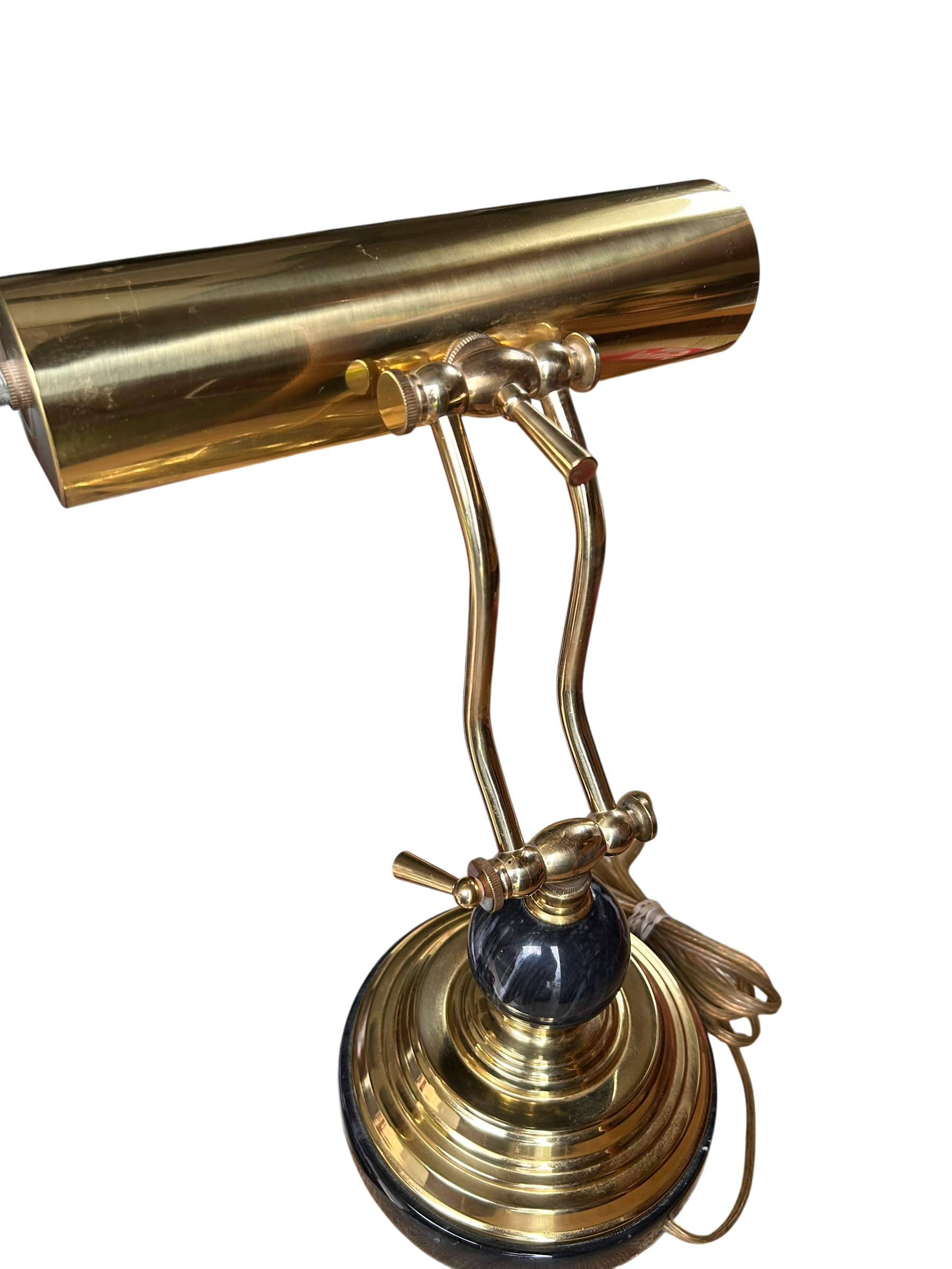 Vintage Brass Banker's Desk Lamp with Black Marble Base 2.PNG