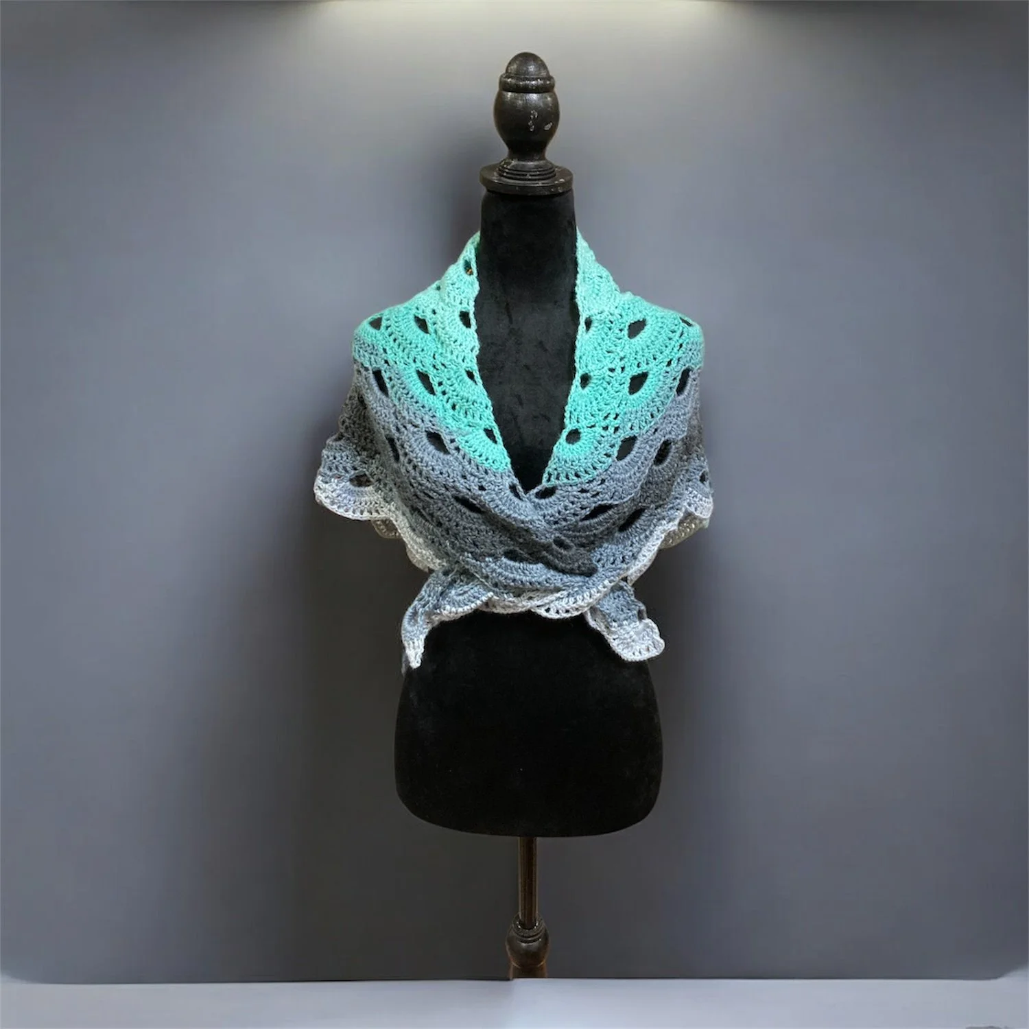 Virus Pattern Shawl – Mint Green & Gray