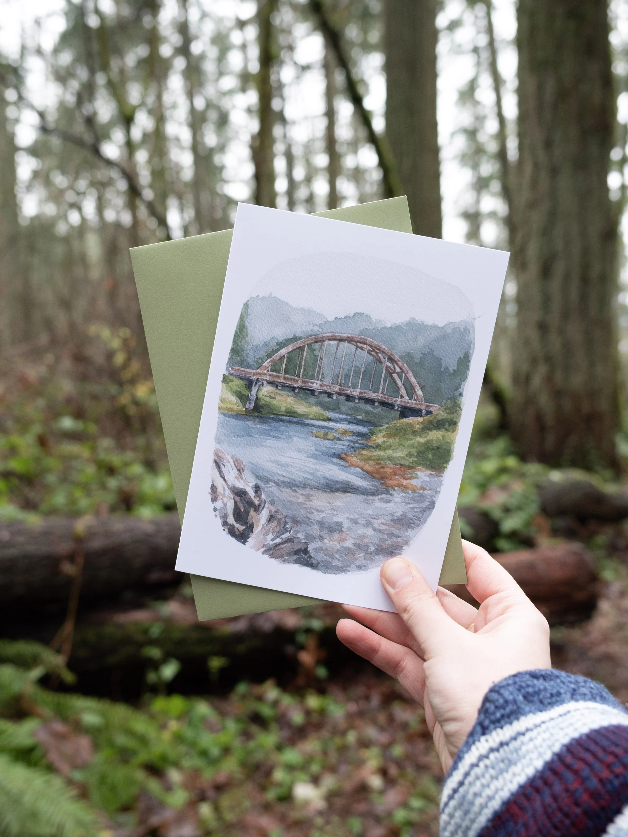 River through Tenmile Bridge Greeting Card