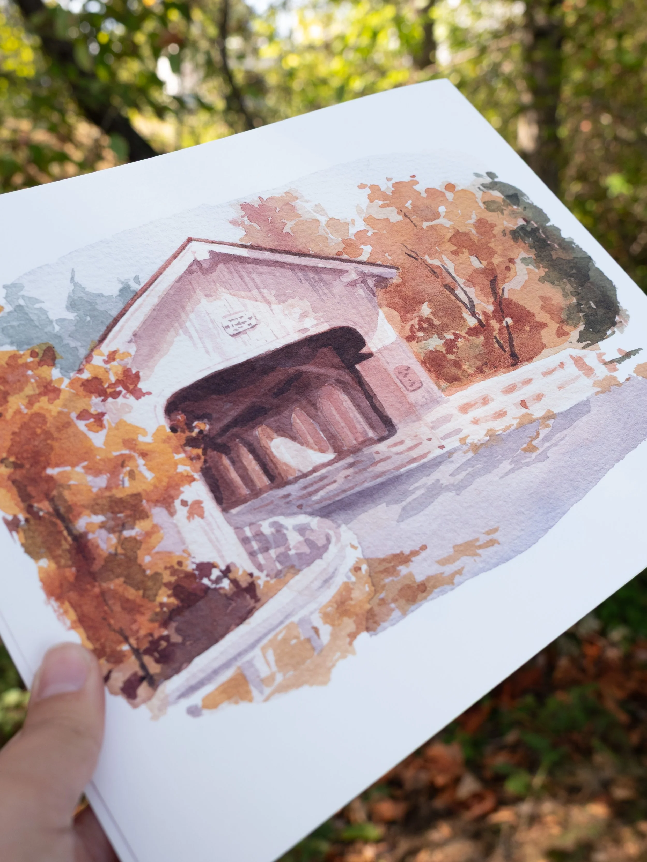 Ghostly PNW - Dorena Covered Bridge 8"x10" Art print