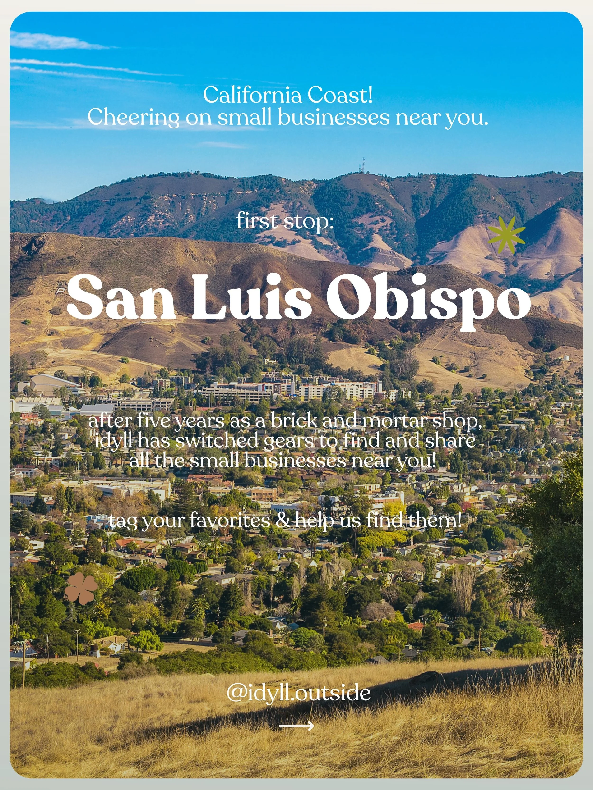 after five years of running my own brick &amp; mortar, I&rsquo;ve set off on a mission to find all of the small businesses in each town that i visit!

I&rsquo;m kicking things ofd with a trip up the California coastline. San Luis Obispo, you&rsquo;re