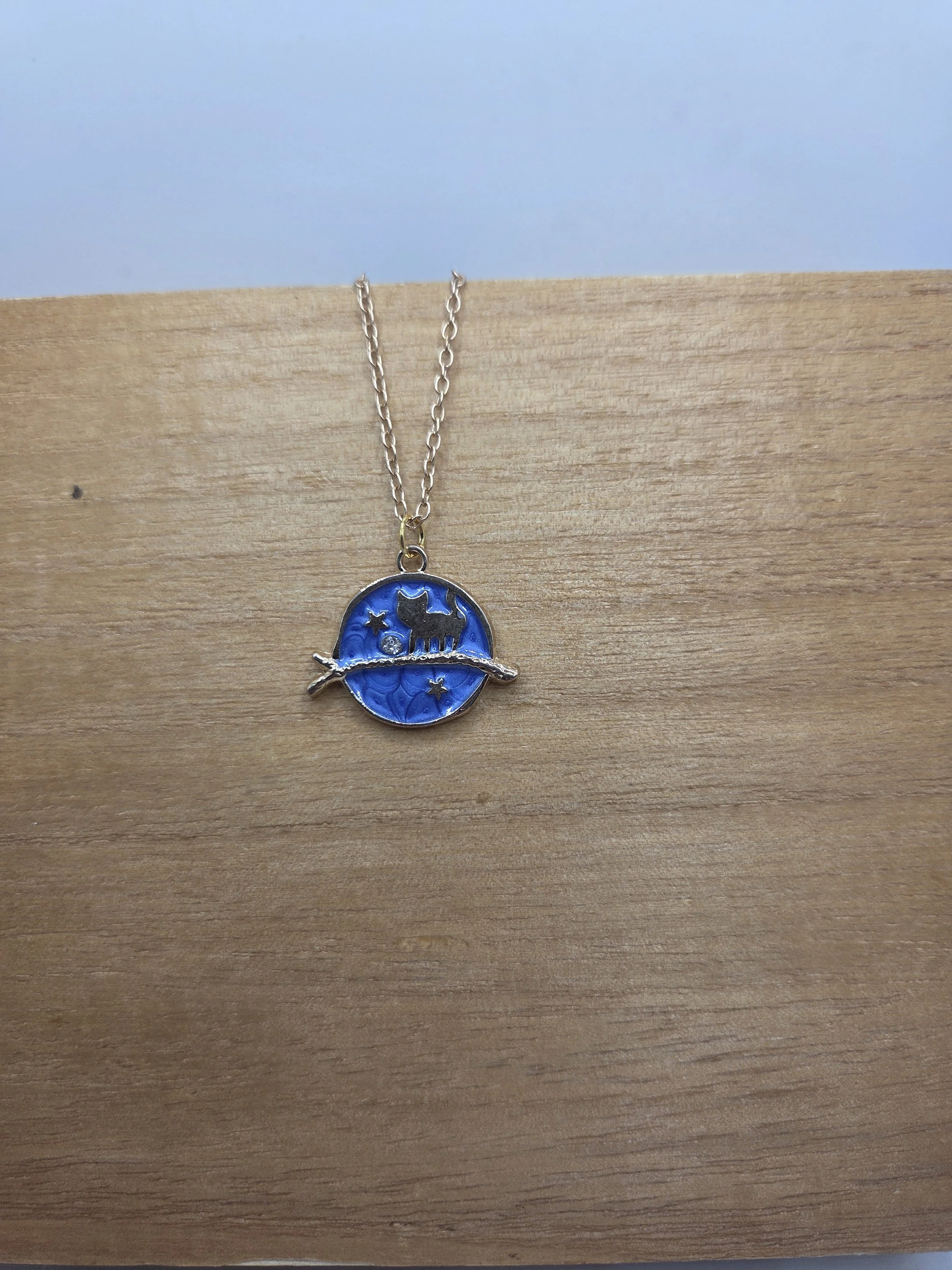 Cat on Moon Necklace