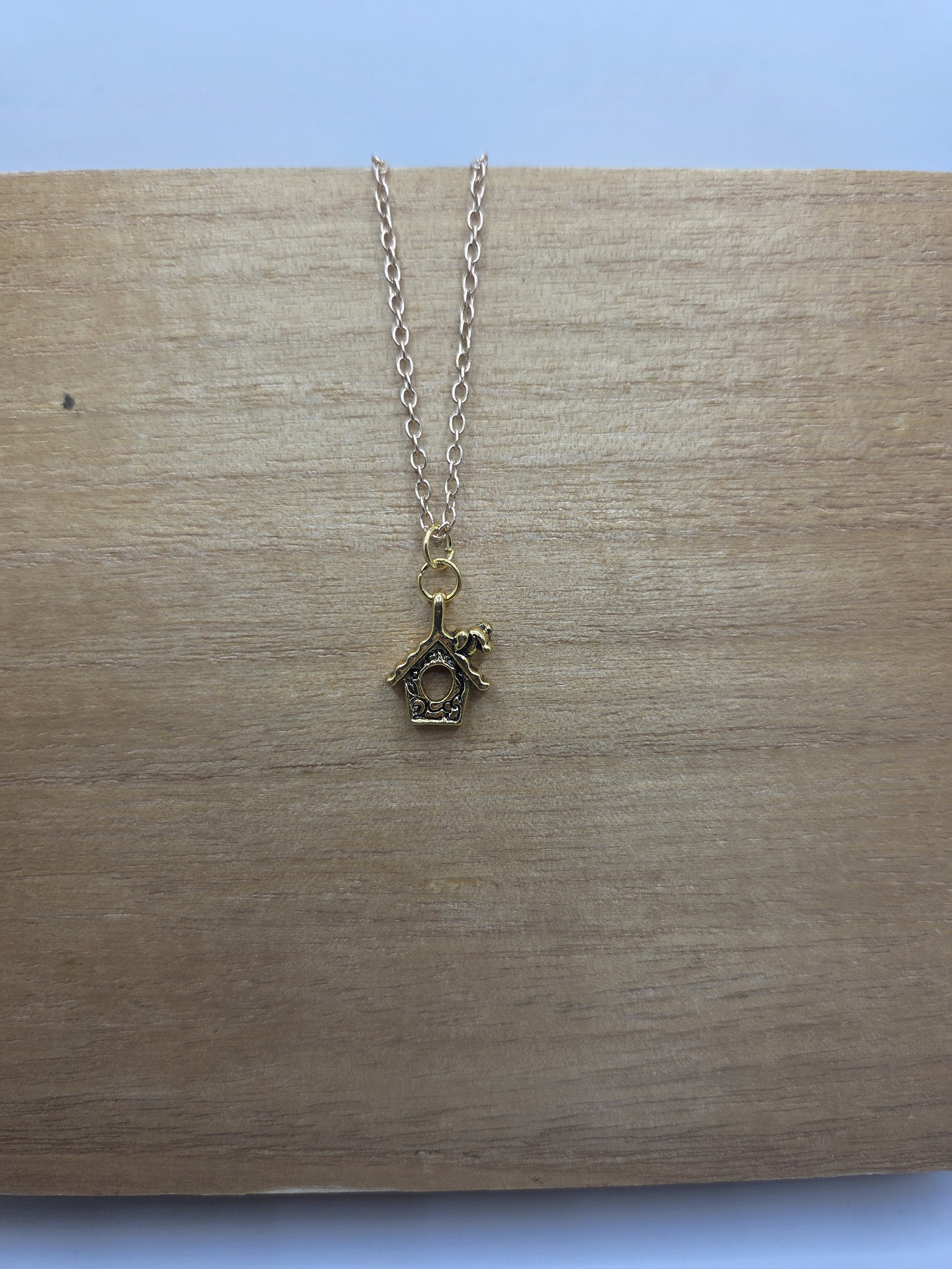 Metal Birdhouse Necklace